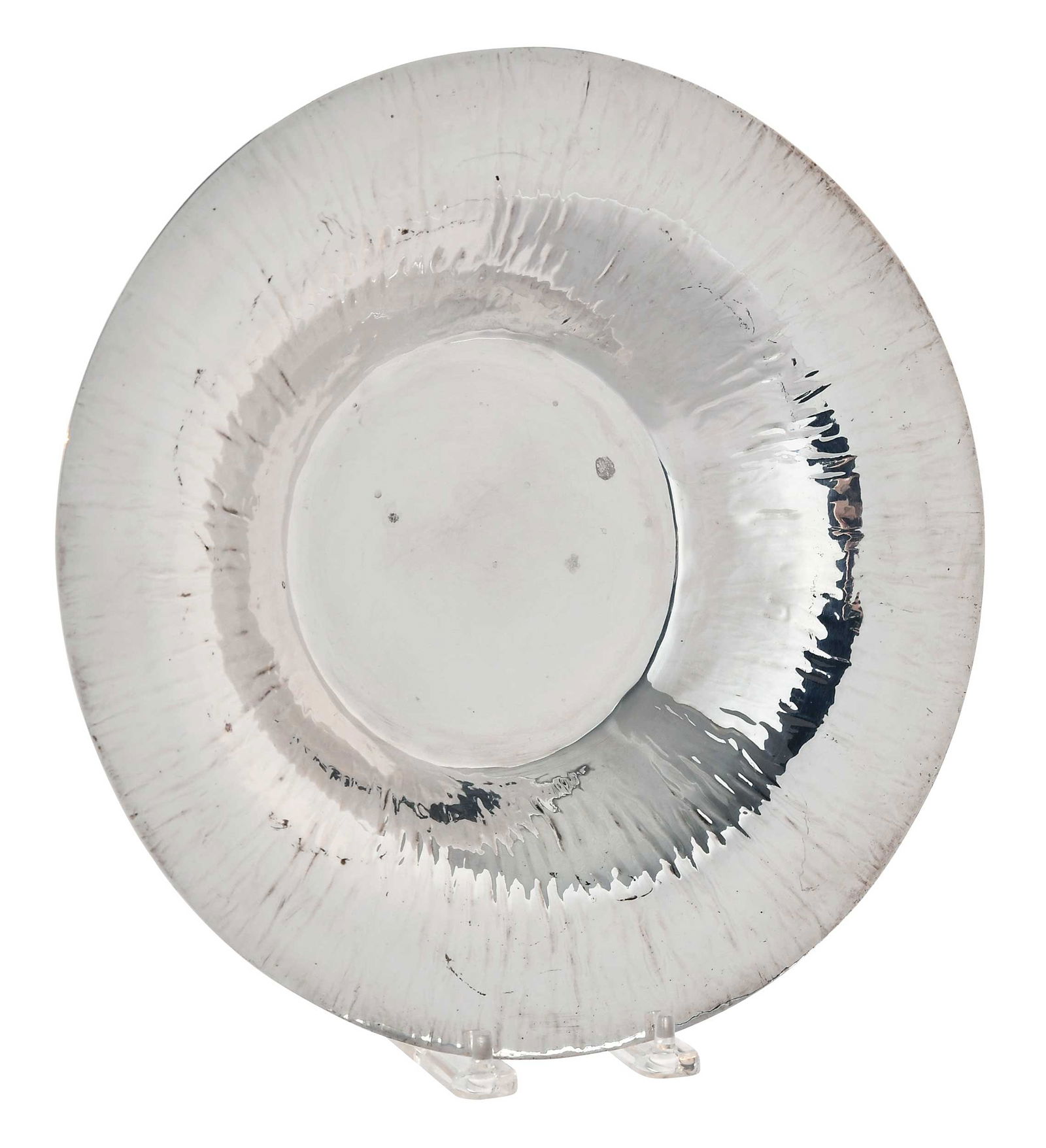 Large William Waldo Dodge Sterling Waterfall Bowl: Asheville, 1931, round with waterfall decoration, no monograms, mark for shop of William Waldo Dodge (Asheville, North Carolina, working 1923-1942), 26.30 oz. T., 2 x 11-1/4 in. Provenance: Private Co