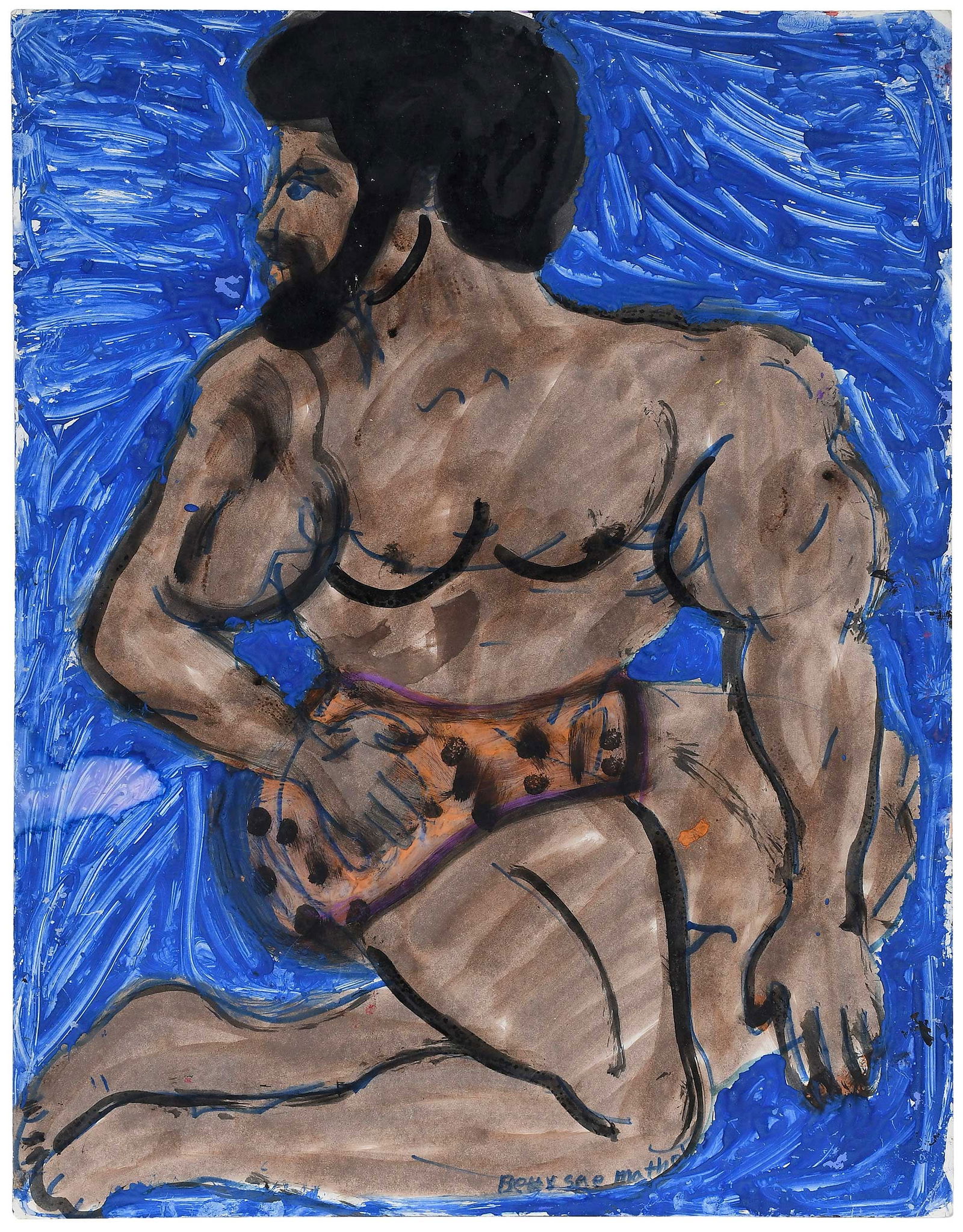 Betty Sue Matthews: (American/Alabama, born 1950)Body Builder Posing, signed recto, tempera on poster board, 28 x 22 in.Provenance: Property from the Collection of Ted and Ann Oliver