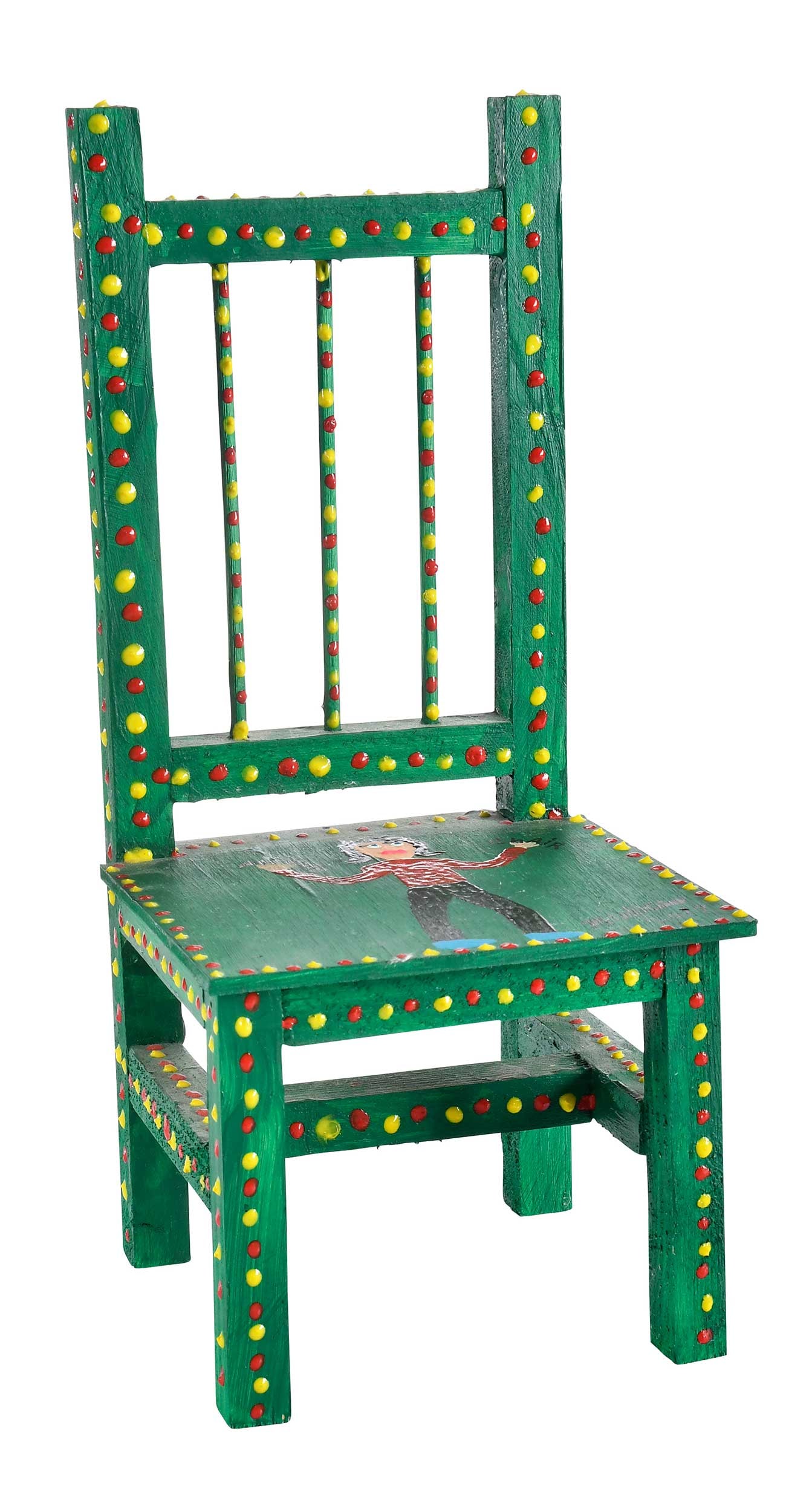Minnie Adkins: (American/Kentucky, born 1934) Minnie Chair, 2017, signed and dated to lower right corner "M. Adkins/2017", carved and painted wood, 13-5/8 x 6-1/8 x 6-1/8 in. Provenance: Property from the Collection