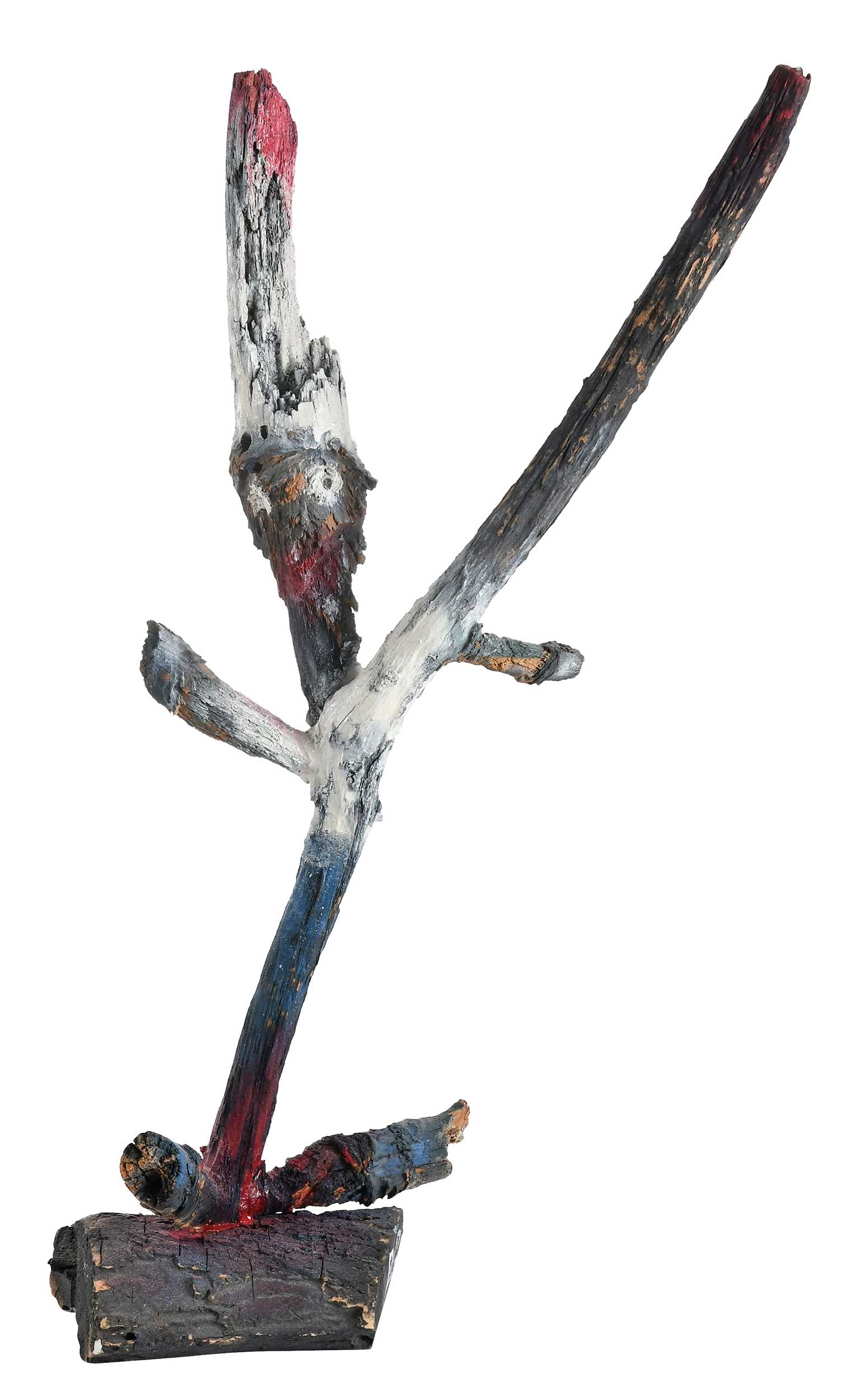 Ralph Griffin: (American/Georgia, 1925-1992)Faces, initialed "RG" to right side, painted and assembled wood, 18-1/2 x 6-1/4 x 3-1/2 in.Provenance: Property from the Collection of Ted and Ann Oliver