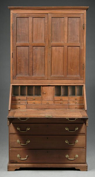 Walnut Chippendale secretary-bookcase,