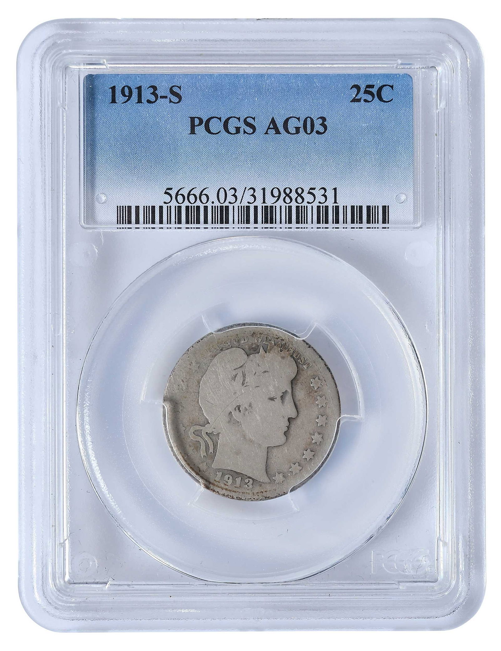 1913-S Barber Quarter, Lowest Mintage (1 of 2)
