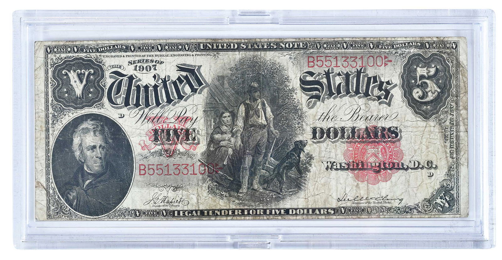 1907 Woodchopper $5 Legal Tender: popular type note Provenance: Private Collection, Lincolnton, North Carolina