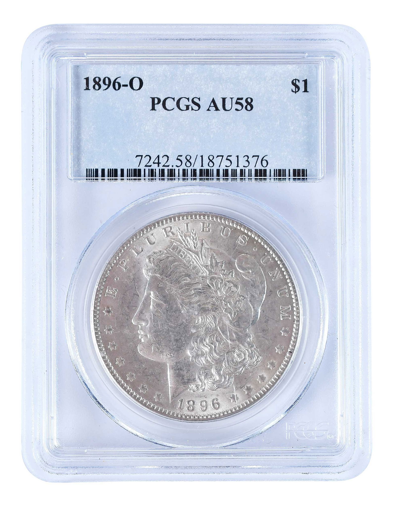 1896-O Morgan Dollar, PCGS AU58: condition sensitive New Orleans Mint issue Provenance: Private Collection