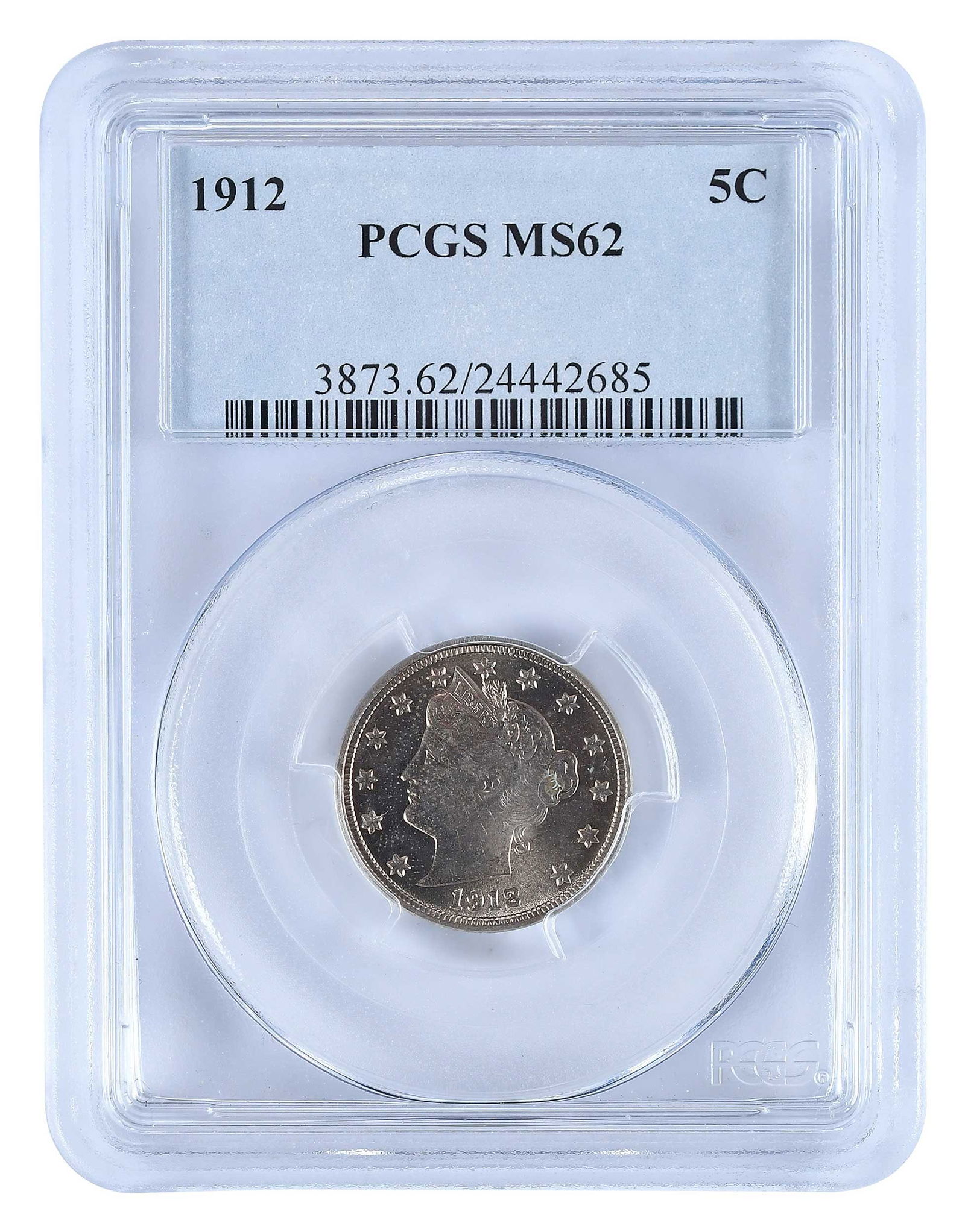 1912 Liberty V-Nickel, PCGS MS62: effectively the last date in the series Provenance: Private Collection