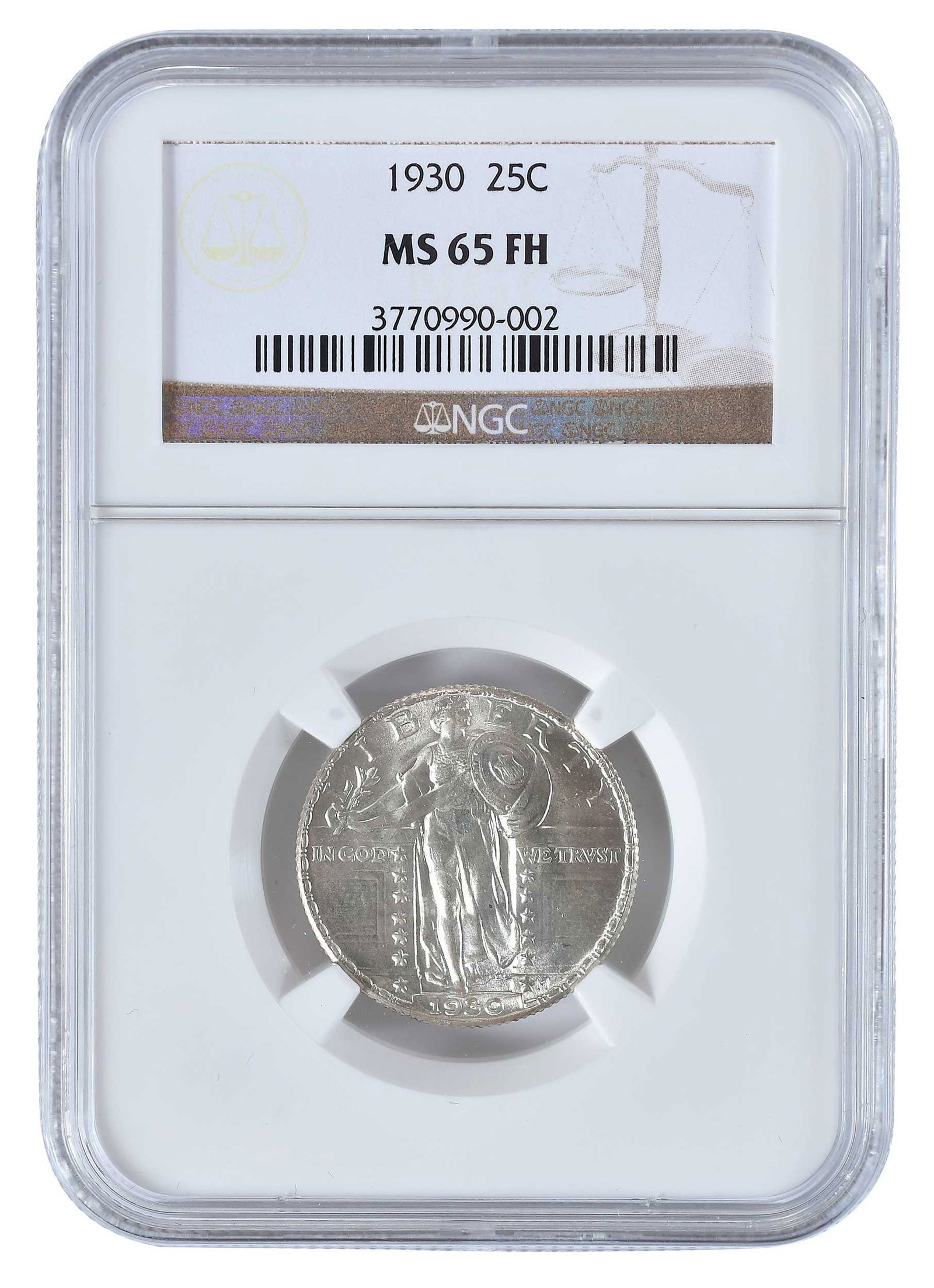 1930 Standing Liberty Quarter, Gem Uncirculated: last year of series Provenance: Private Collection, Lincolnton, North Carolina