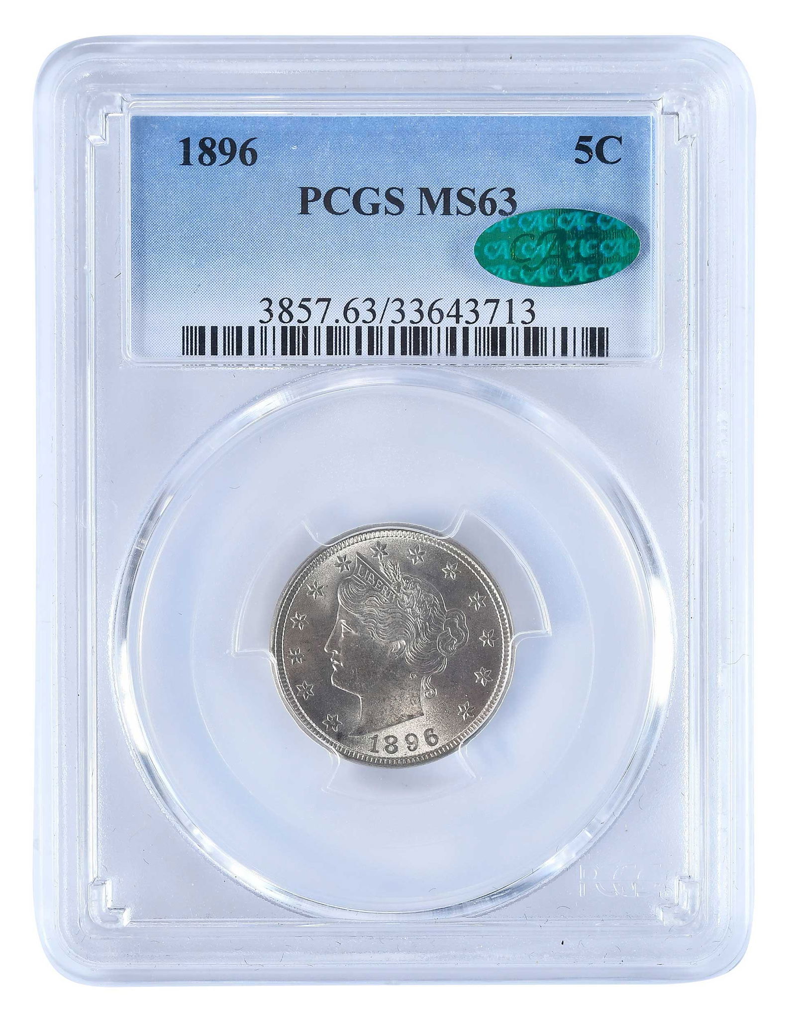 1896 Uncirculated Liberty Nickel: Liberty "V" nickel seriesProvenance: Private Collection, Lincolnton, North Carolina