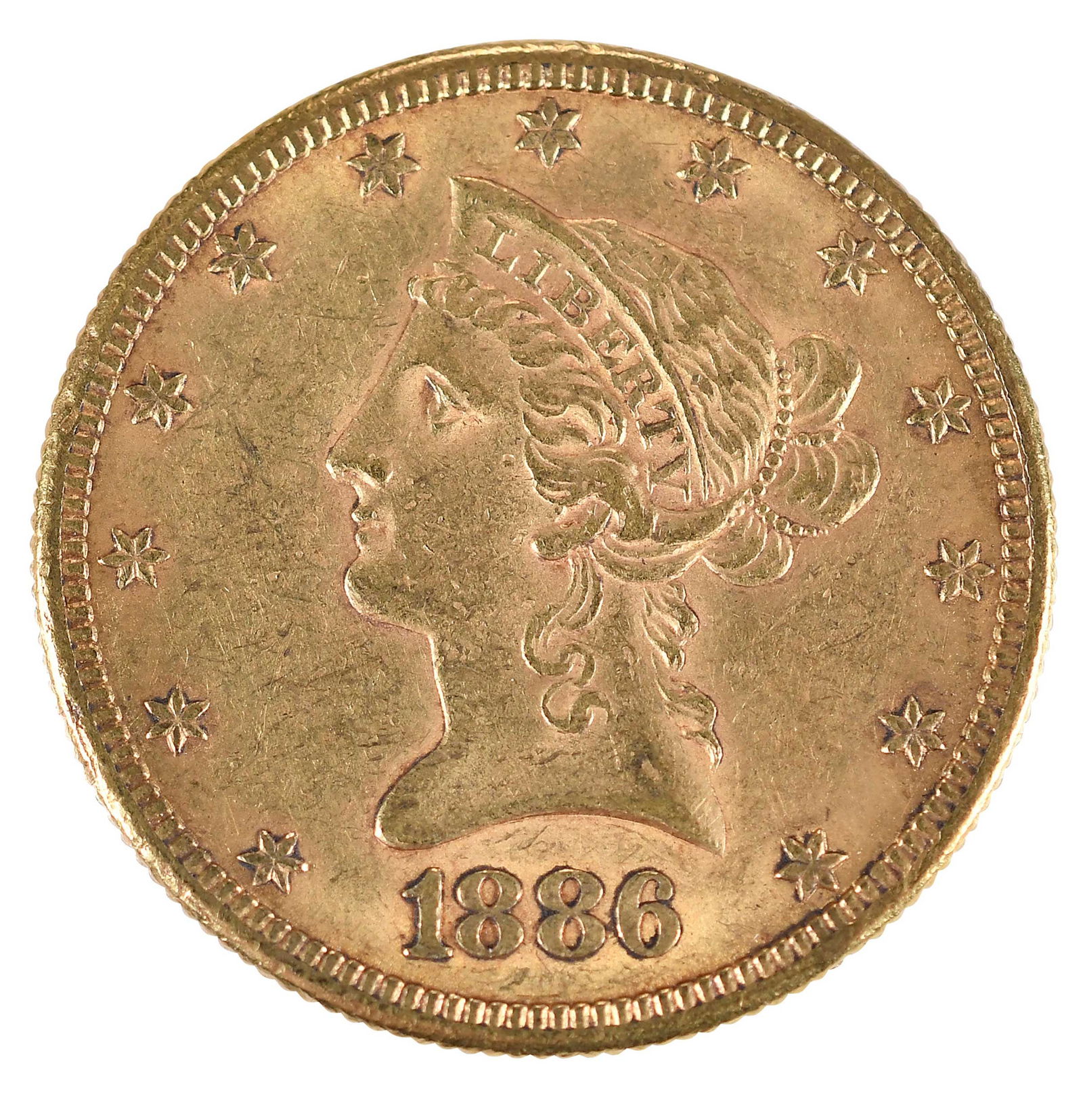 1886-S Liberty $10 Gold Coin: San Francisco MintProvenance: Private Collection, Lincolnton, North Carolina