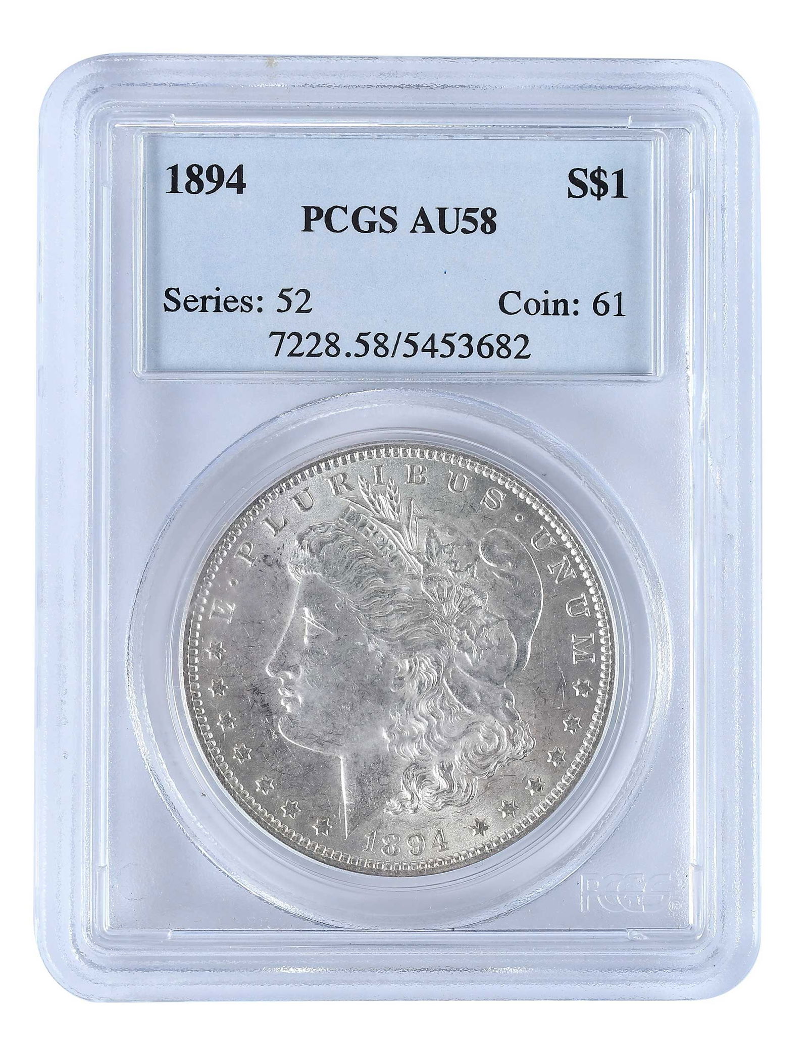 1894 Morgan Dollar, PCGS AU58: Philadelphia Mint Provenance: Private Collection