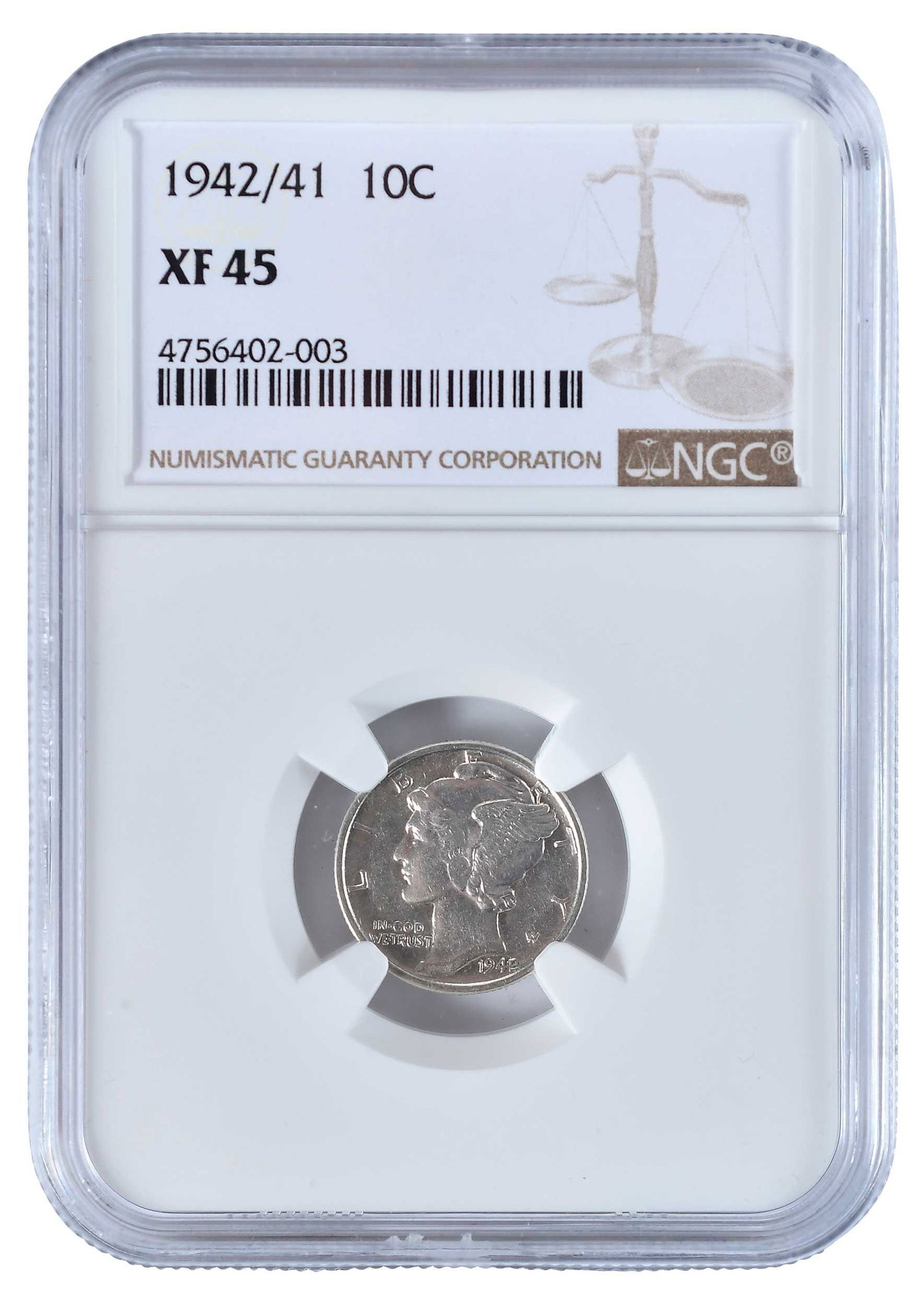 1942/1 Mercury Dime Overdate: Philadelphia Mint, clear overdate Provenance: Private Collection, Lincolnton, North Carolina