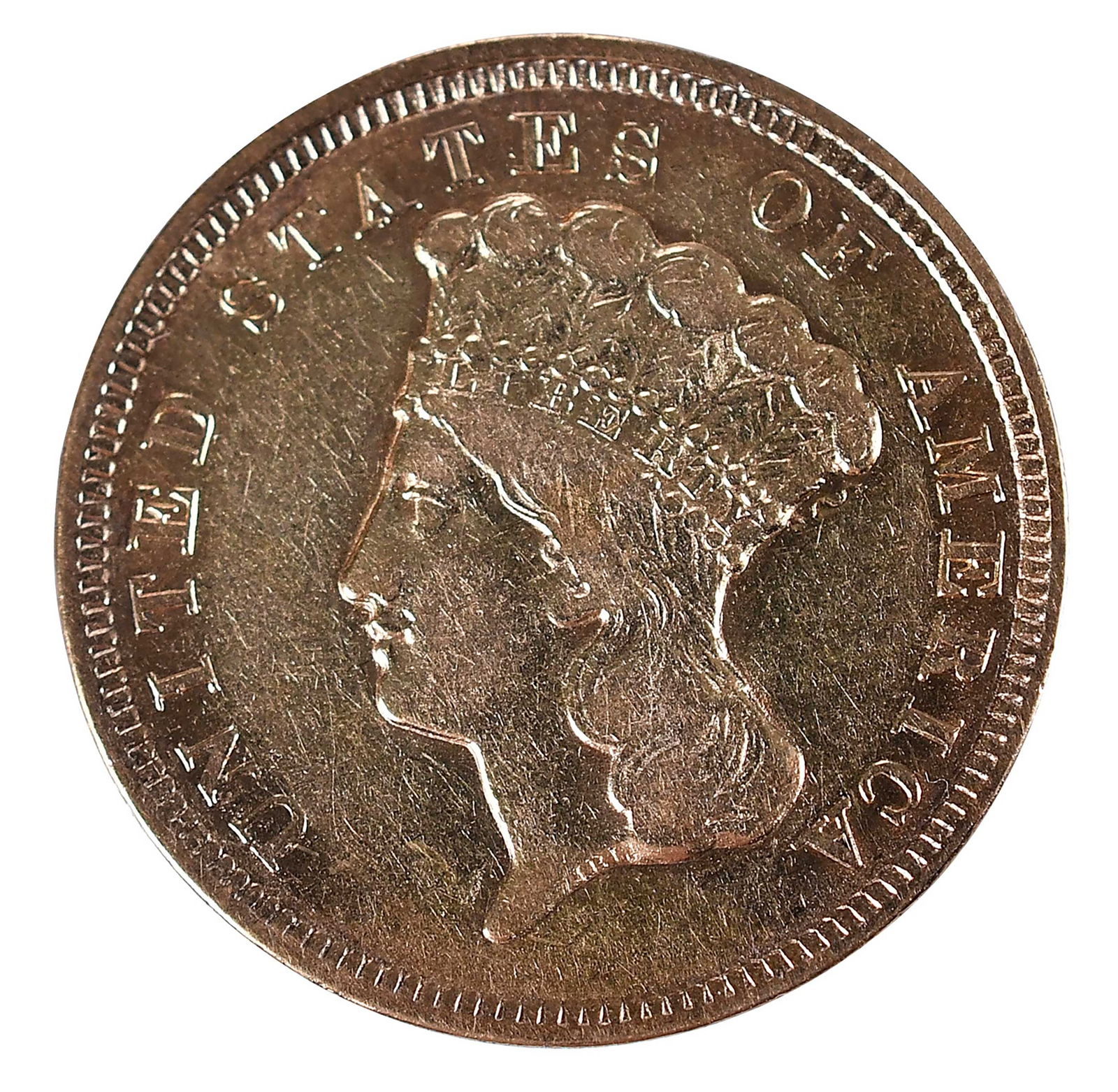 1854 Three Dollar Gold Coin: popular denomination Provenance: Private Collection, Lincolnton, North Carolina