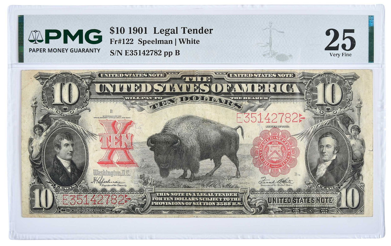 1901 Bison $10 Legal Tender: Fr. 122, Speelman and White signatures Provenance: Private Collection, Lincolnton, North Carolina