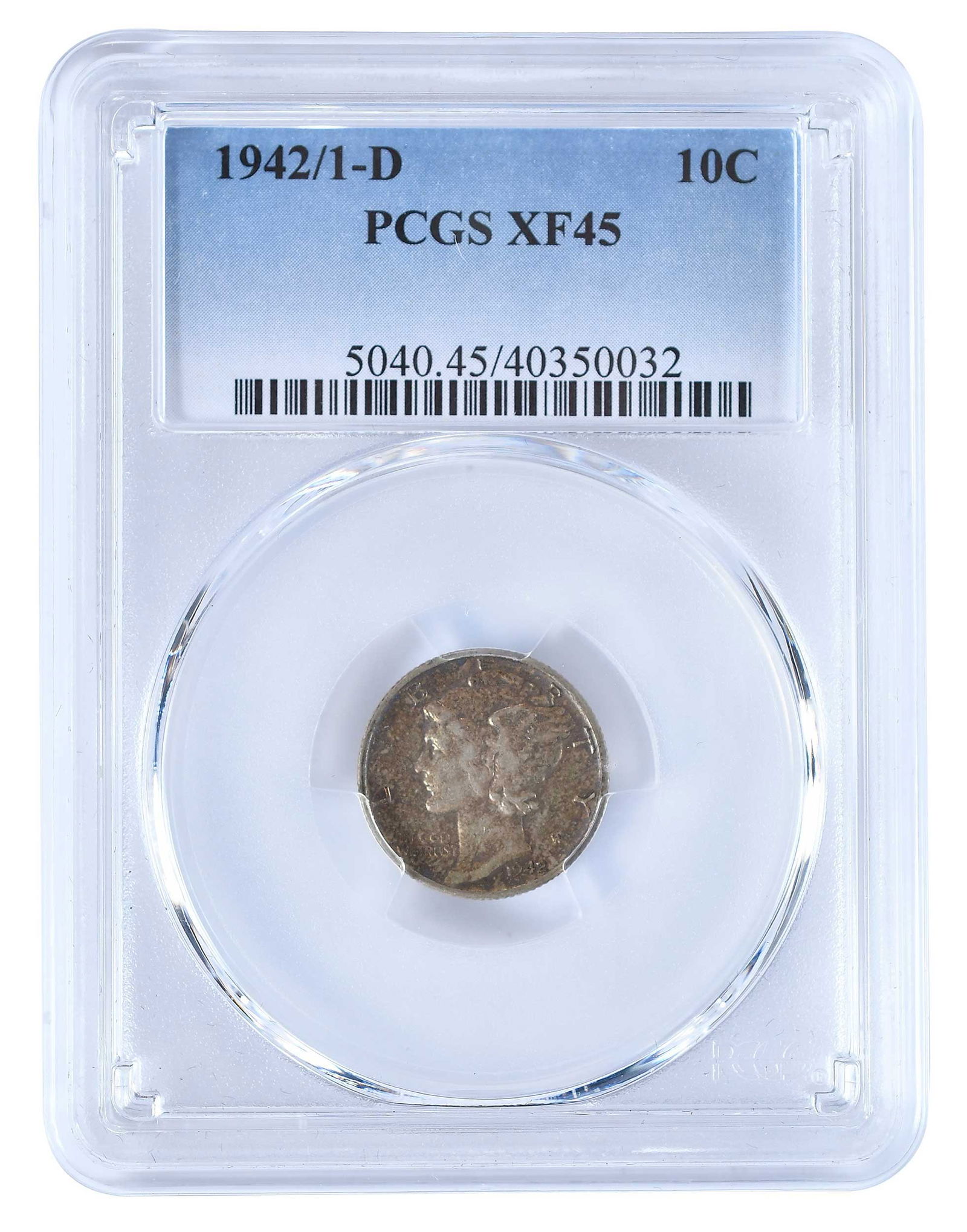 1942/1-D Mercury Dime Overdate: Denver Mint, overdate Provenance: Private Collection, Lincolnton, North Carolina