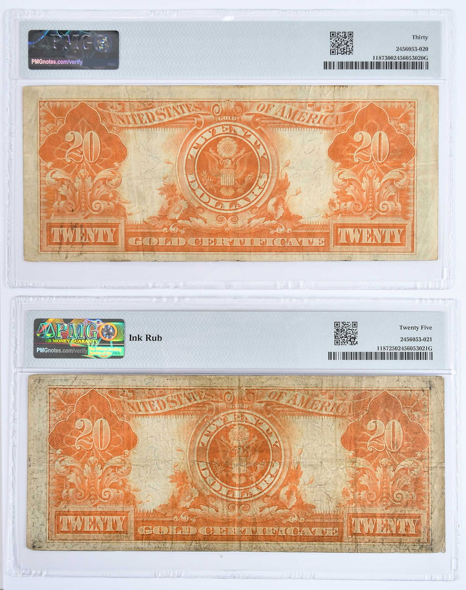 Two 1922 $20 Gold Certificates - 2