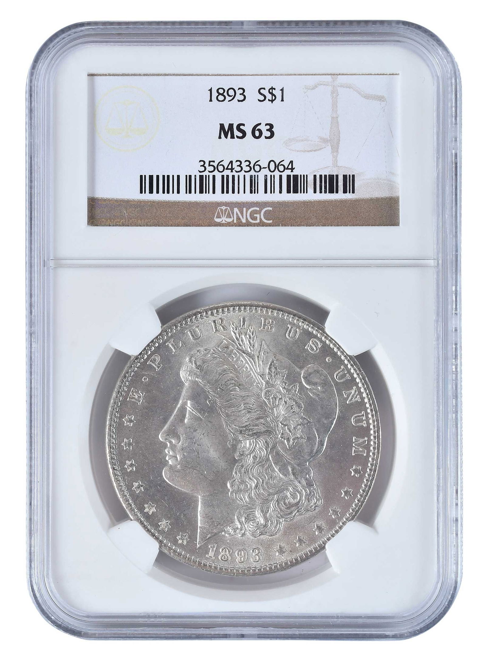 1893 Morgan Dollar, NGC MS63: Philadelphia MintProvenance: Private Collection