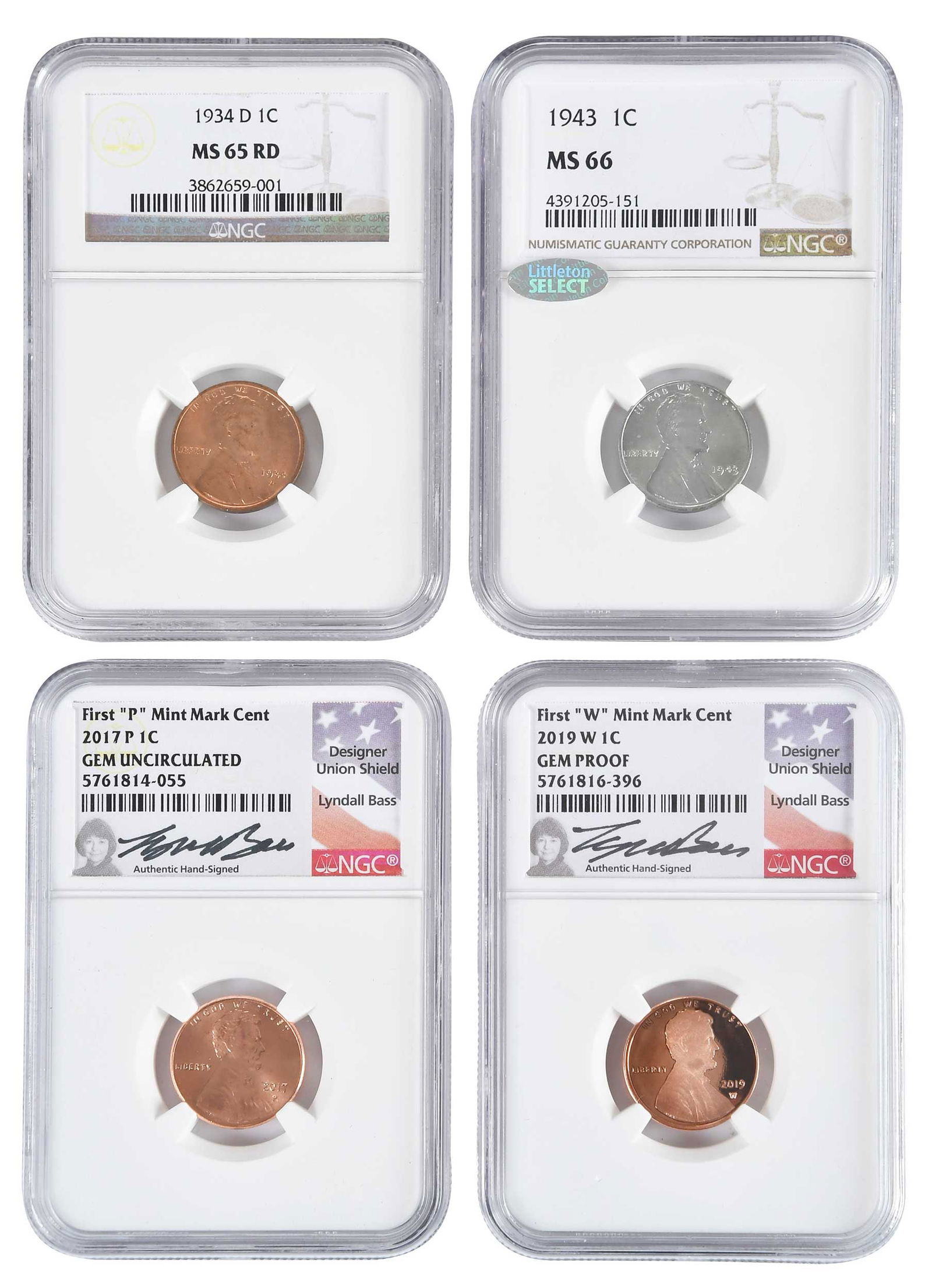 Group of Four Graded Lincoln Cents (1 of 3)