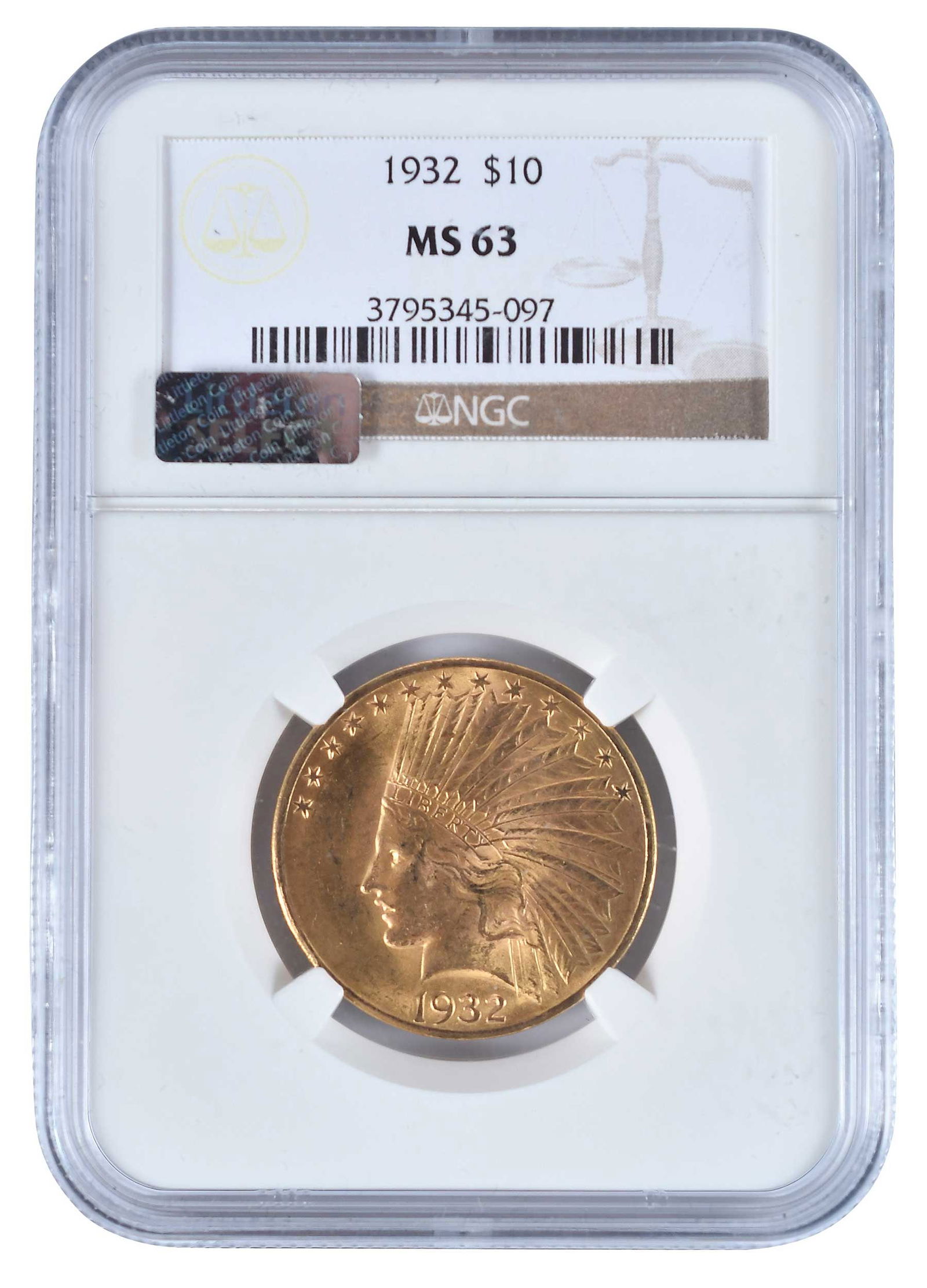 1932 Indian Head $10 Gold Coin: Philadelphia Mint Provenance: Private Collection, Lincolnton, North Carolina