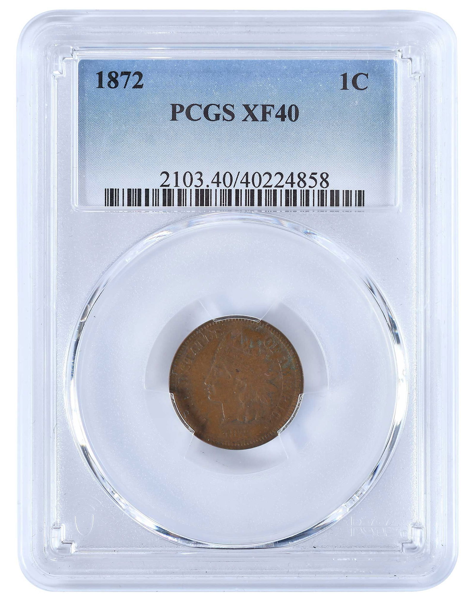 1872 Indian Head Cent: difficult semi-key to the series Provenance: Private Collection, Lincolnton, North Carolina