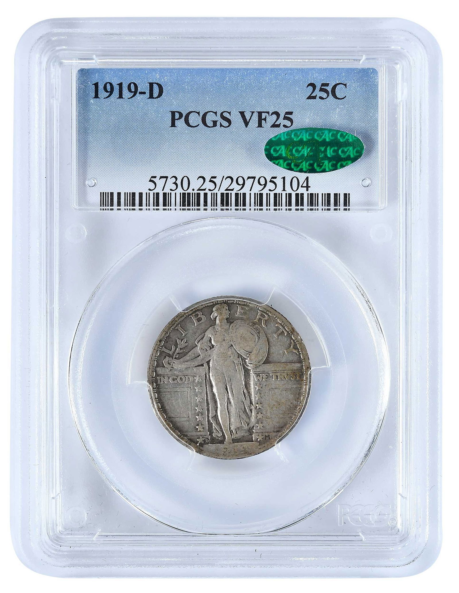 1919-D Standing Liberty Quarter: tough Denver date Provenance: Private Collection, Lincolnton, North Carolina