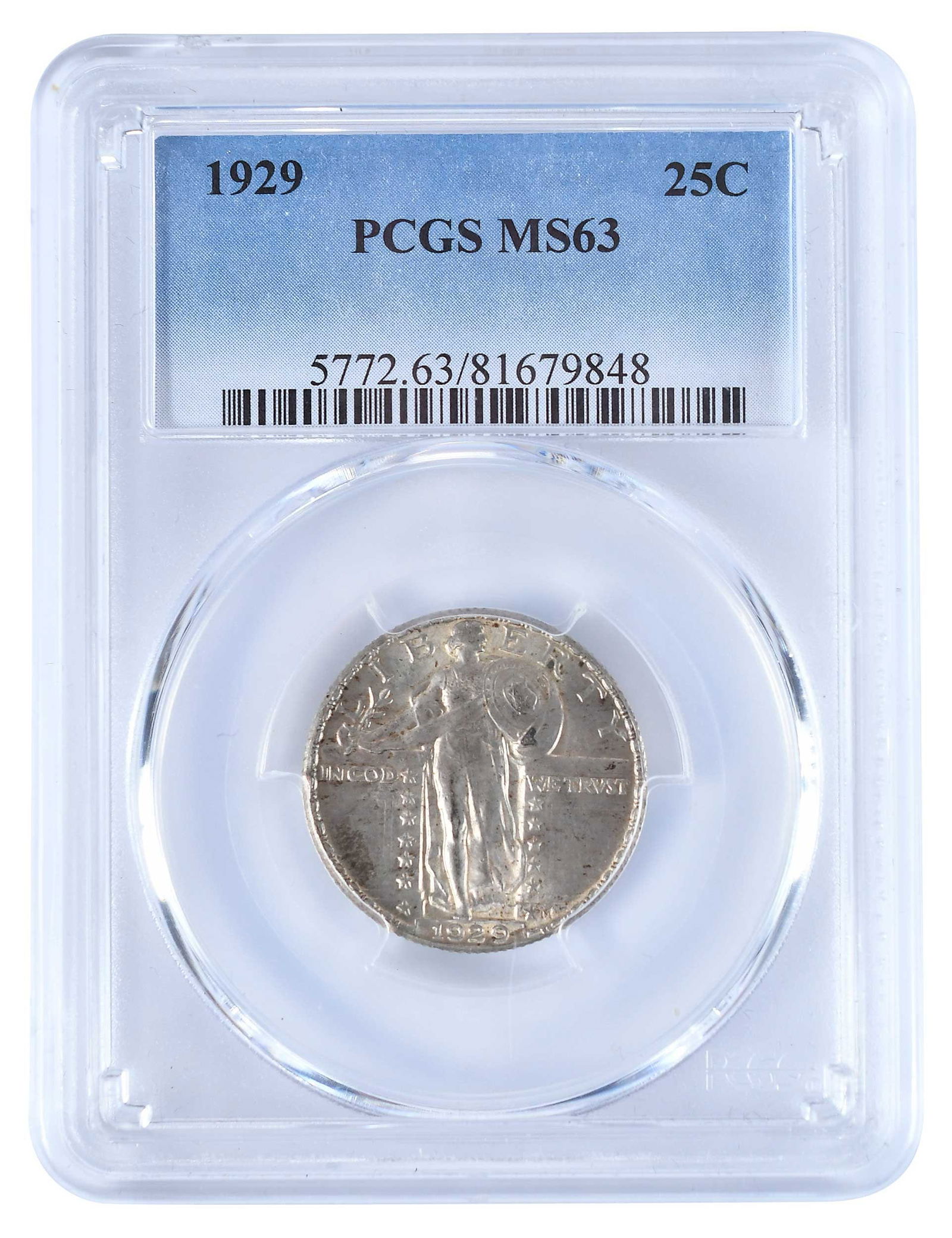 1929 Standing Liberty Quarter, Uncirculated: Philadelphia Mint, next to final year of the series Provenance: Private Collection, Lincolnton, North Carolina