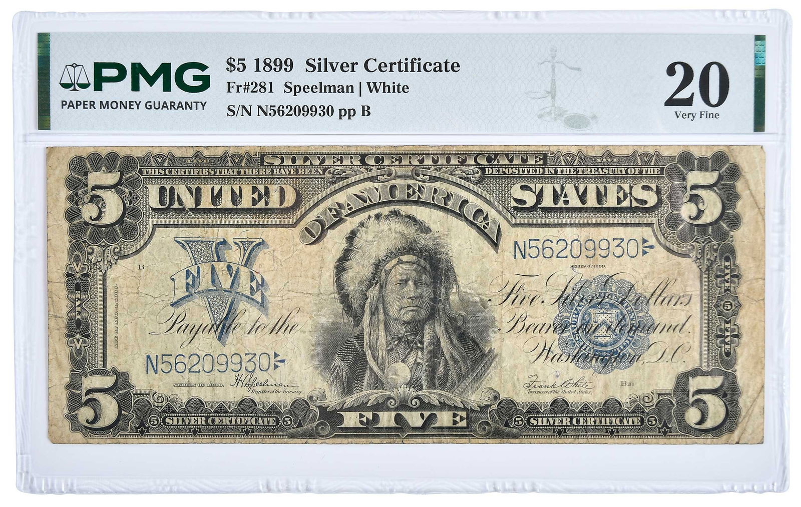 1899 Oncpapa Chief $5 Silver Certificate (1 of 2)