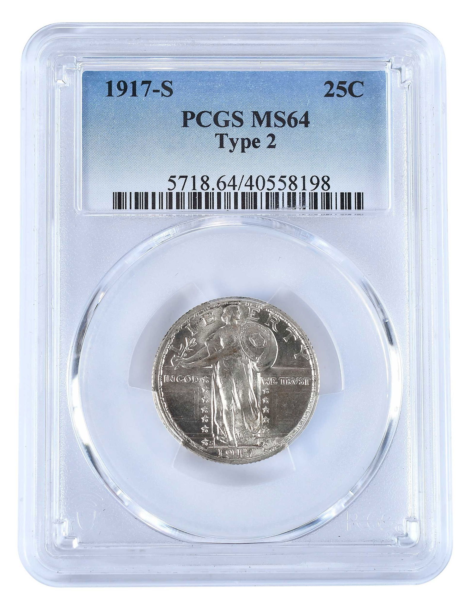 1917-S Type 2 Standing Liberty Quarter: type 2 (chain mail), San Francisco coin Provenance: Private Collection, Lincolnton, North Carolina