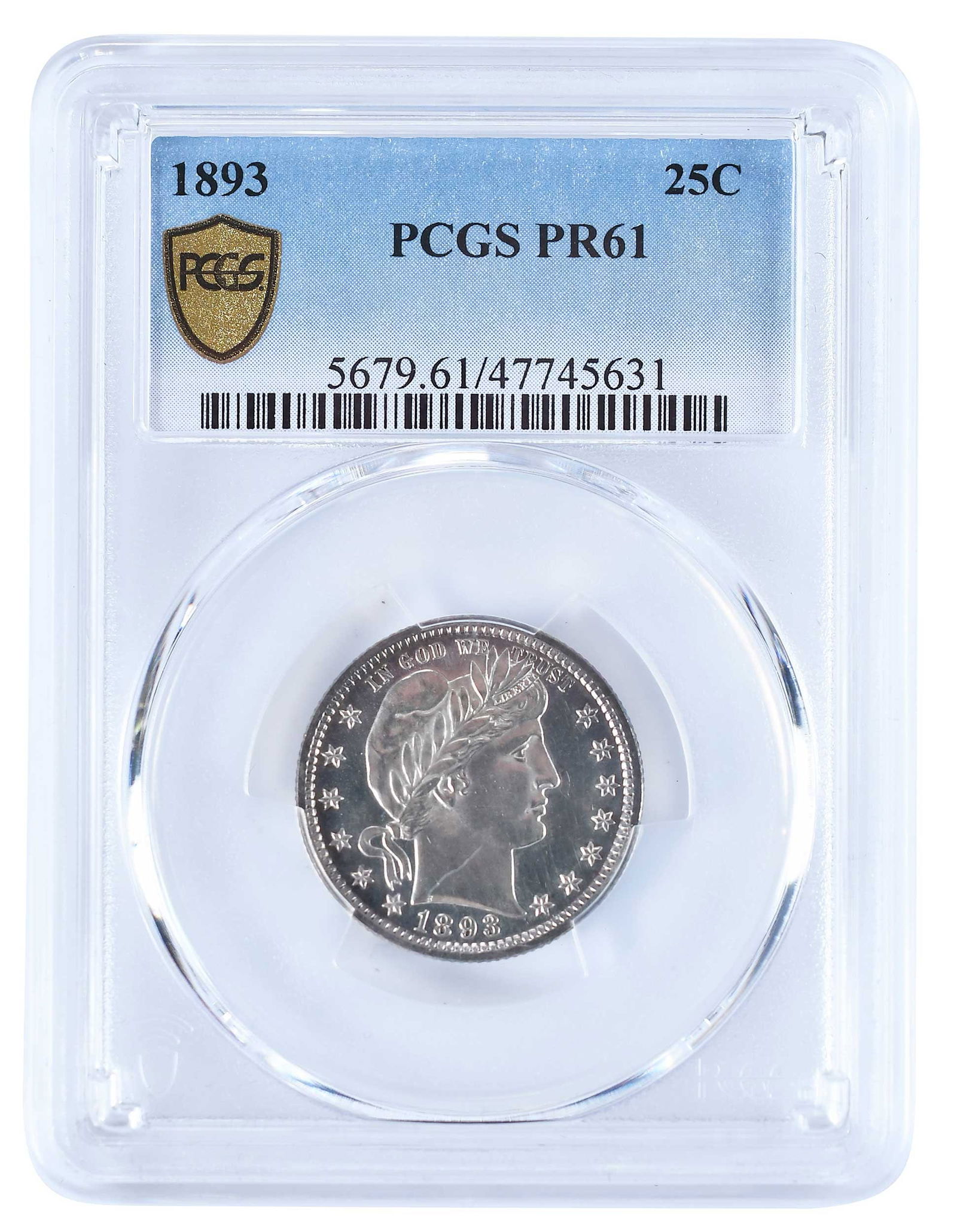 1893 Barber Quarter Proof Coin (1 of 2)