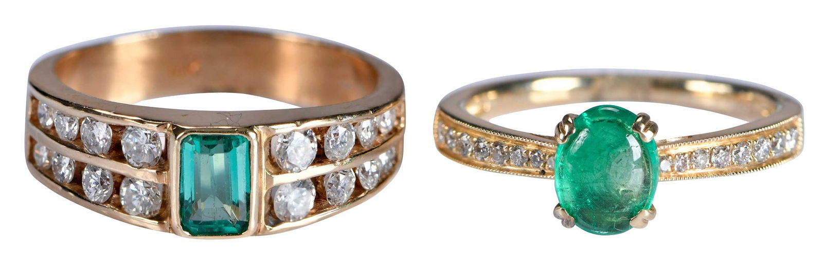 Two 14kt. Emerald and Diamond Fashion Rings (1 of 6)