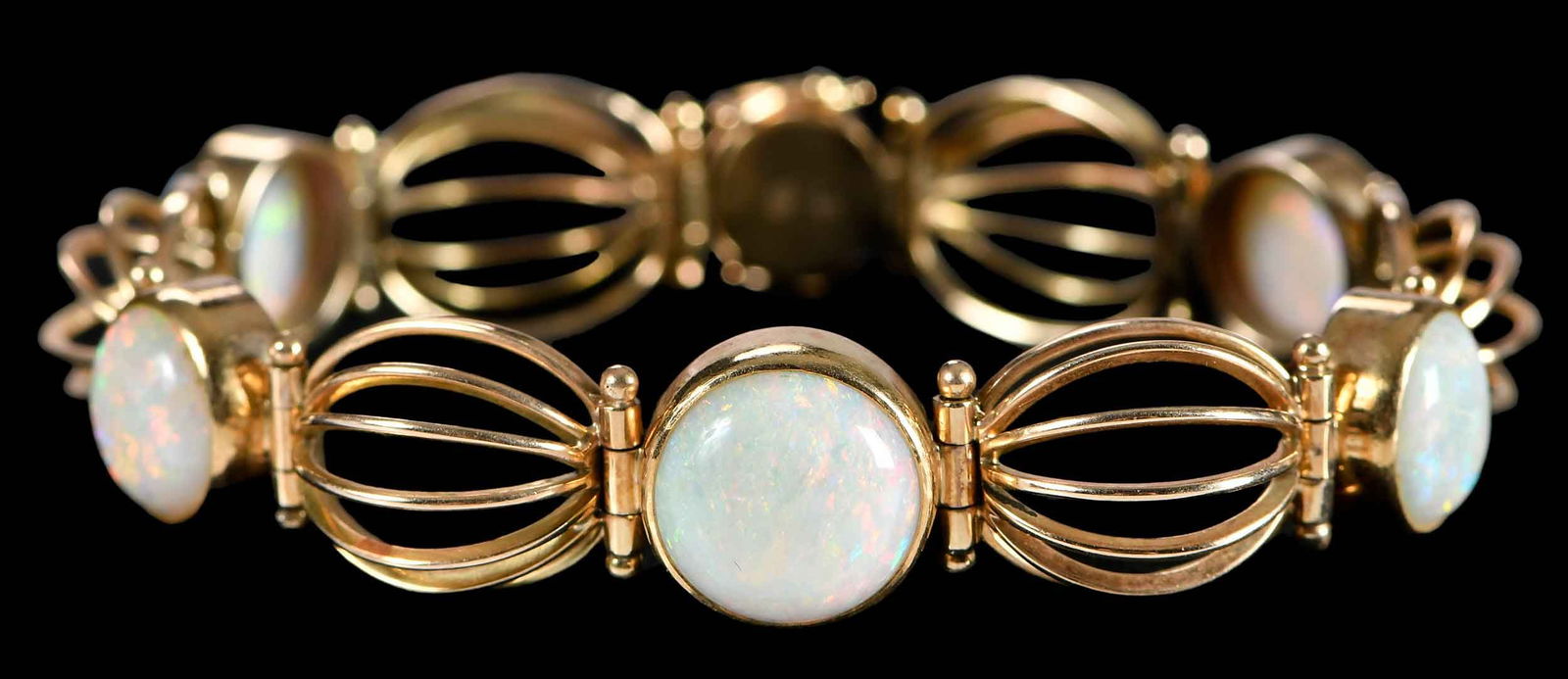 14kt. Laurits Berth Vintage Opal Dome Link Bracelet (1 of 5)