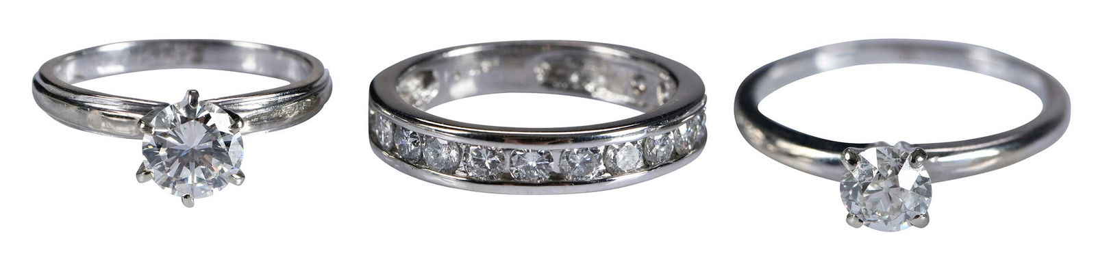Three 14kt. Diamond Rings, Solitaires and Channel Set Band (1 of 7)