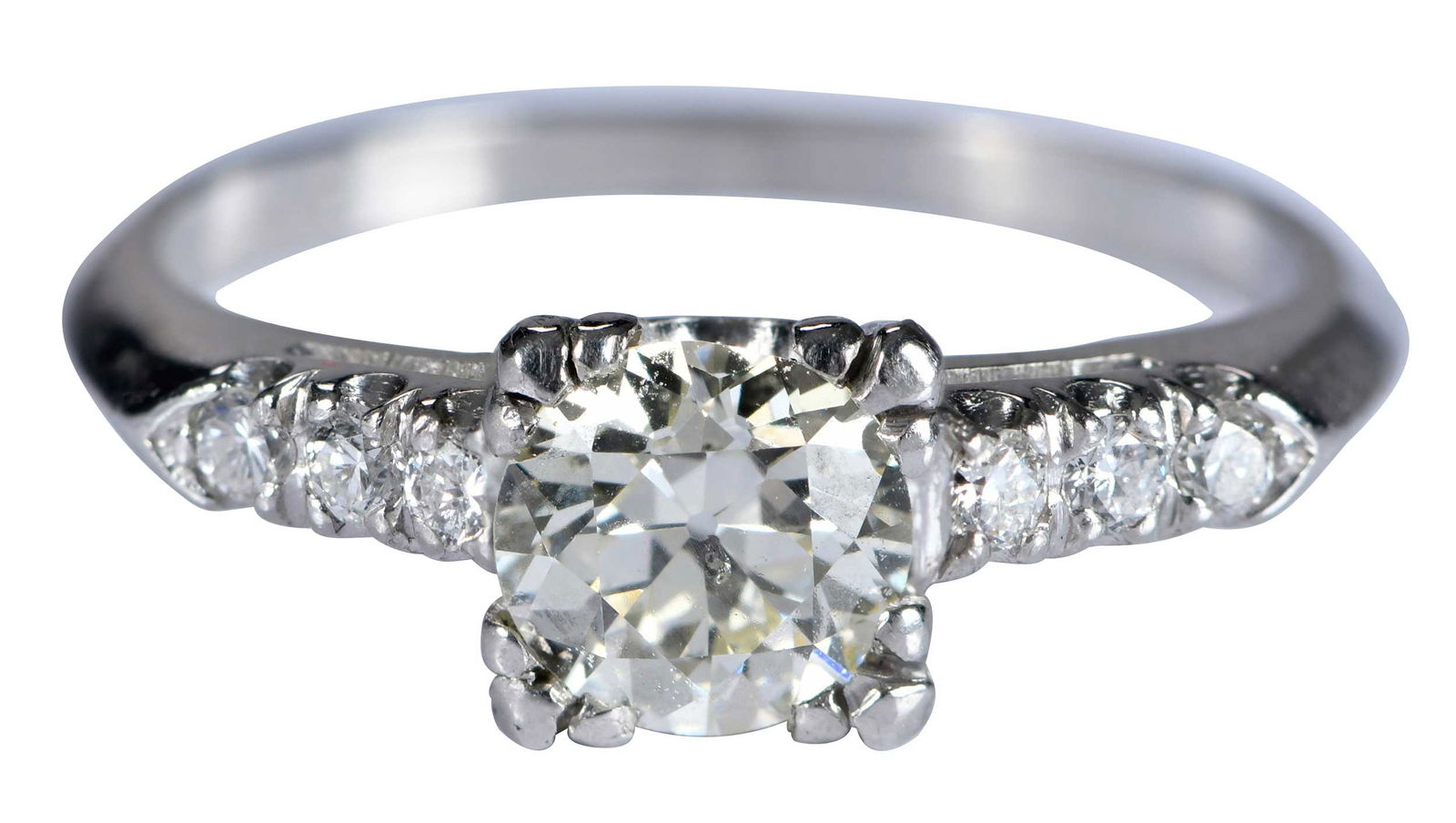 Platinum Vintage Diamond Ring Accented with Diamonds (1 of 5)