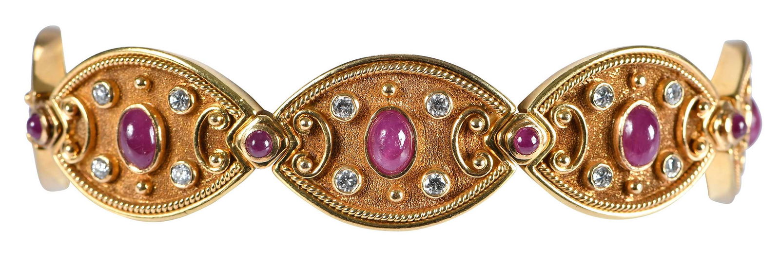 18kt. Ruby Cabochons and Diamond Bracelet (1 of 6)