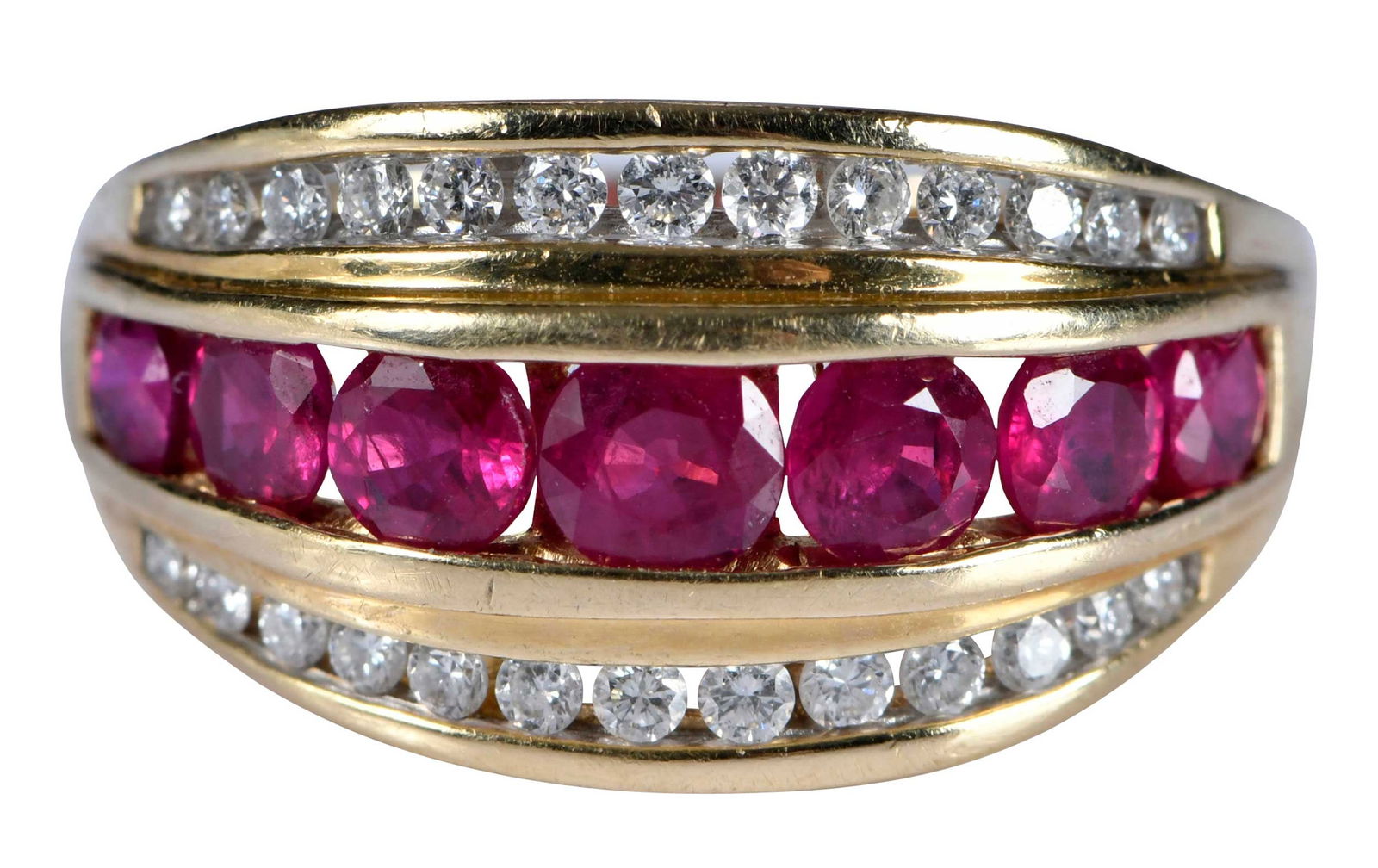 14kt. Ruby and Diamond Cigar Style Ring (1 of 6)