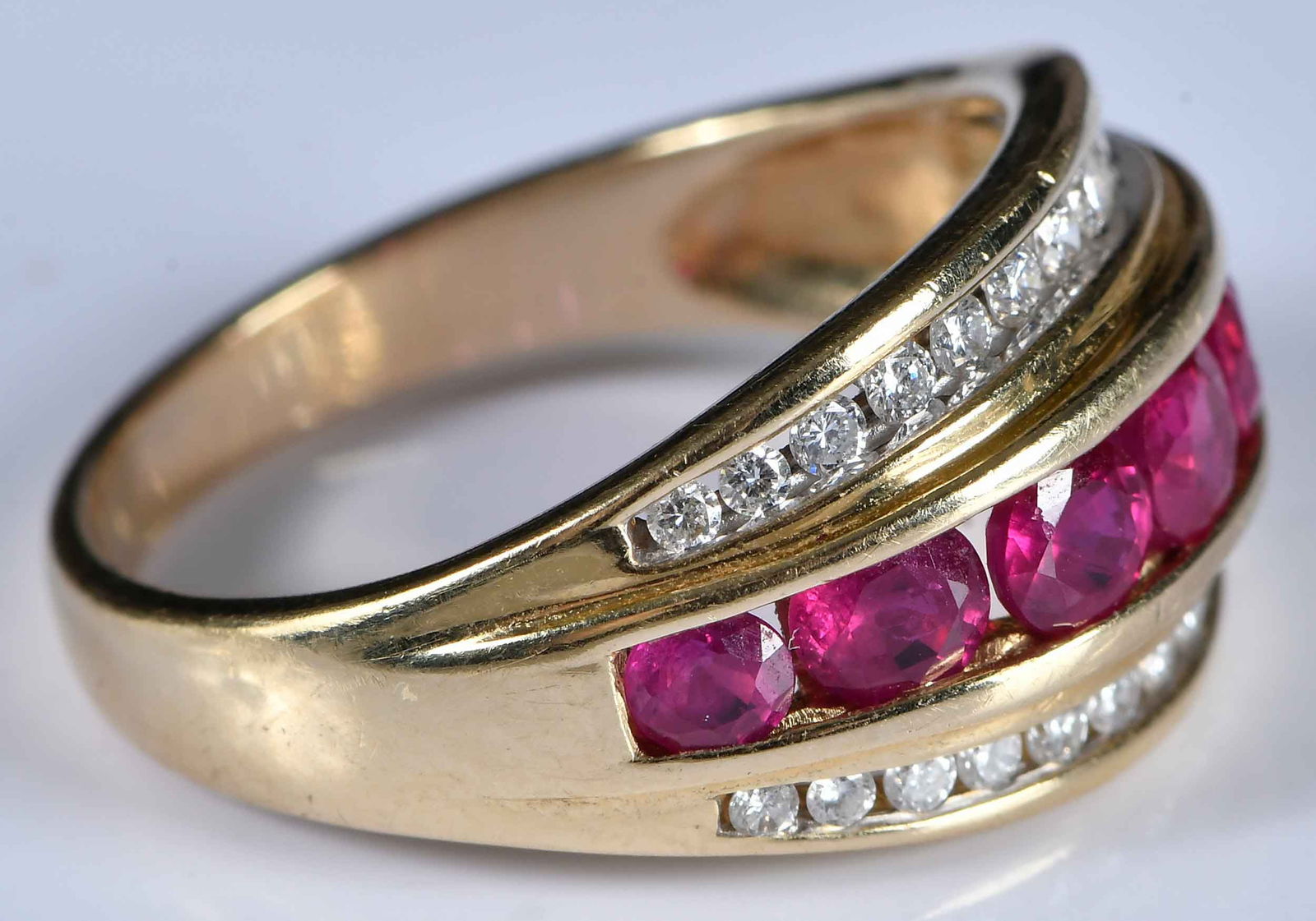 14kt. Ruby and Diamond Cigar Style Ring - 4