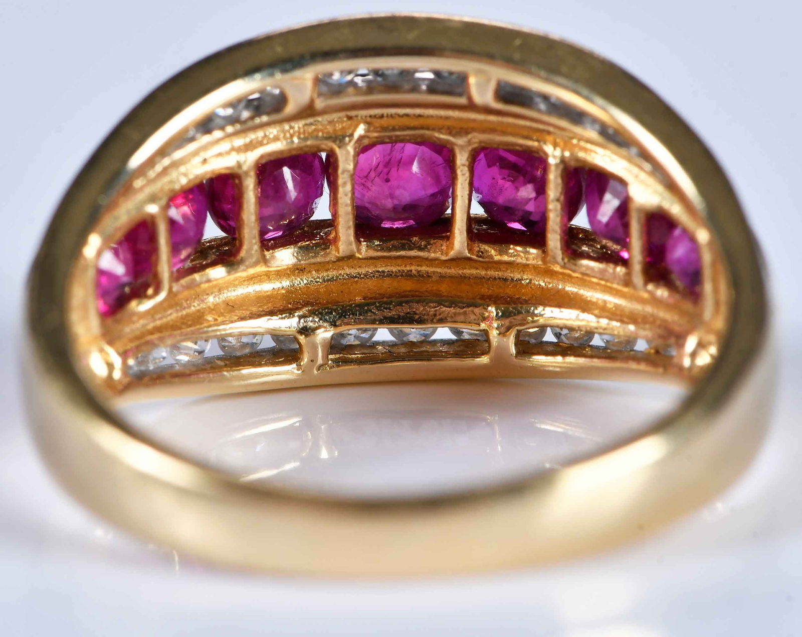 14kt. Ruby and Diamond Cigar Style Ring - 6
