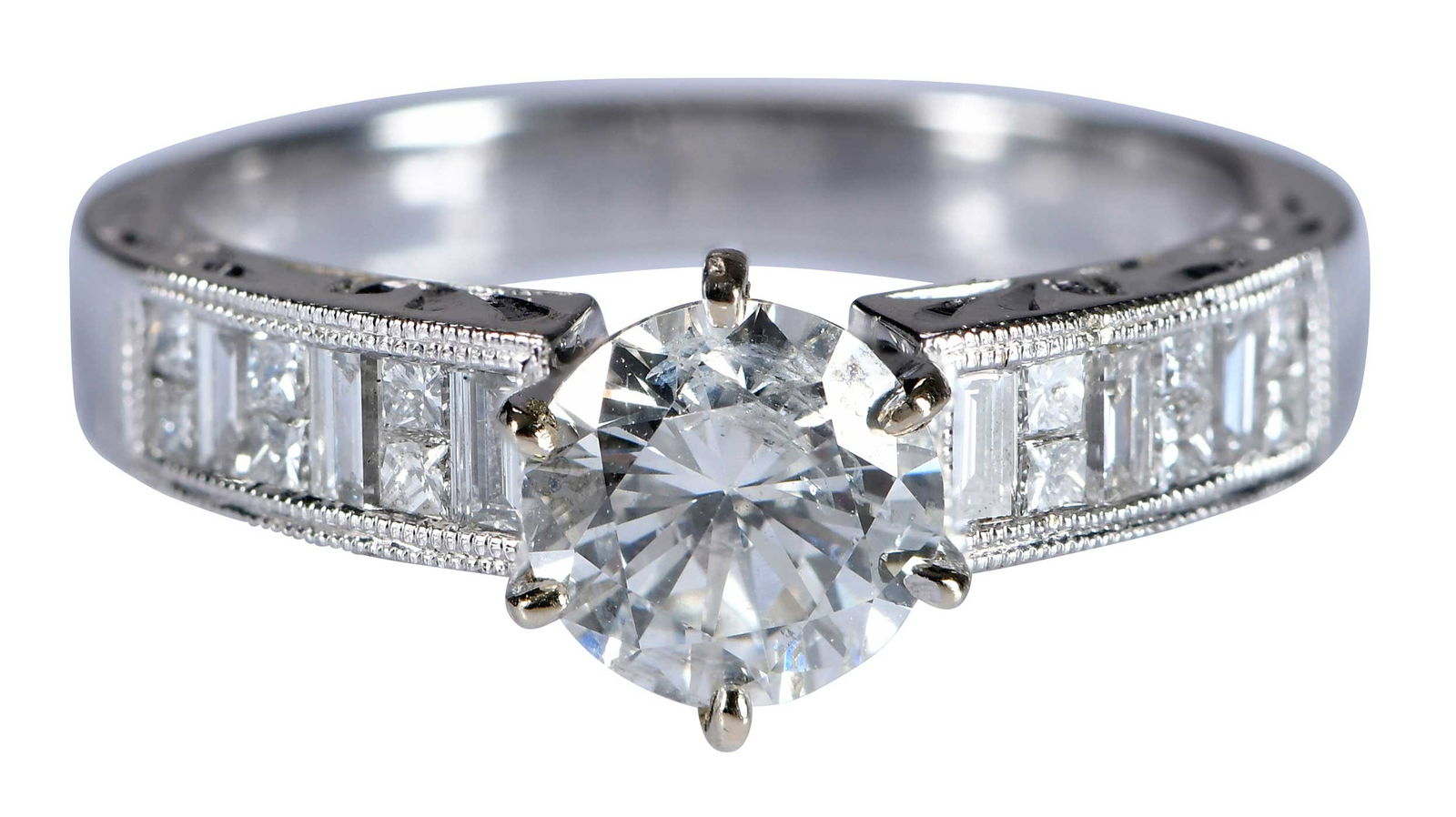 18kt. Vintage Style Diamond Ring with Diamond Accents (1 of 7)