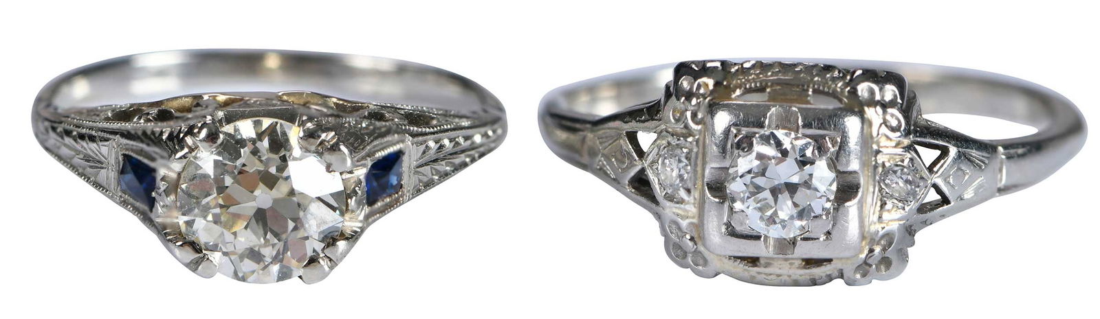 Two Gold Art Deco Diamond Rings (1 of 6)