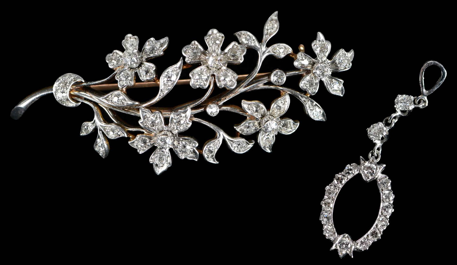14kt. Diamond Brooch and Diamond Drop Pendant (1 of 4)