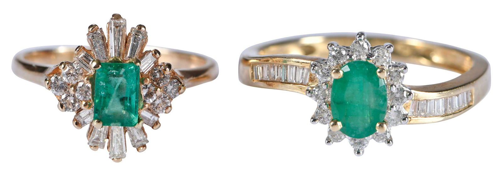 Two 14kt. Emerald and Diamond Fashion Rings (1 of 6)