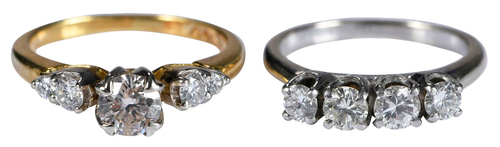 18kt. and 14kt. Diamond Ring Set, Diamond Ring, and Diamond Band (1 of 6)
