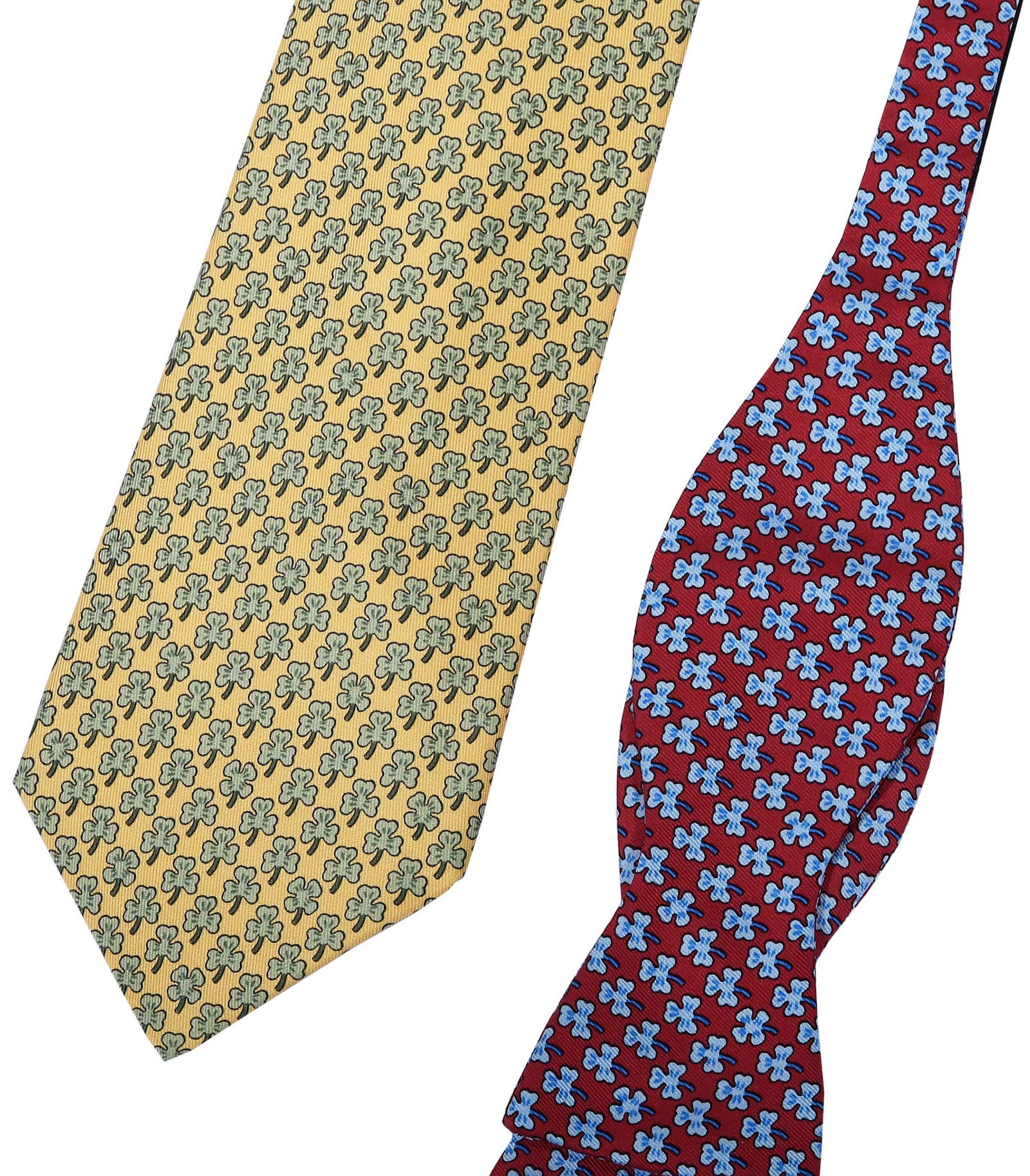Hermes Silk Tie and Bowtie, Shamrock Motif (1 of 3)