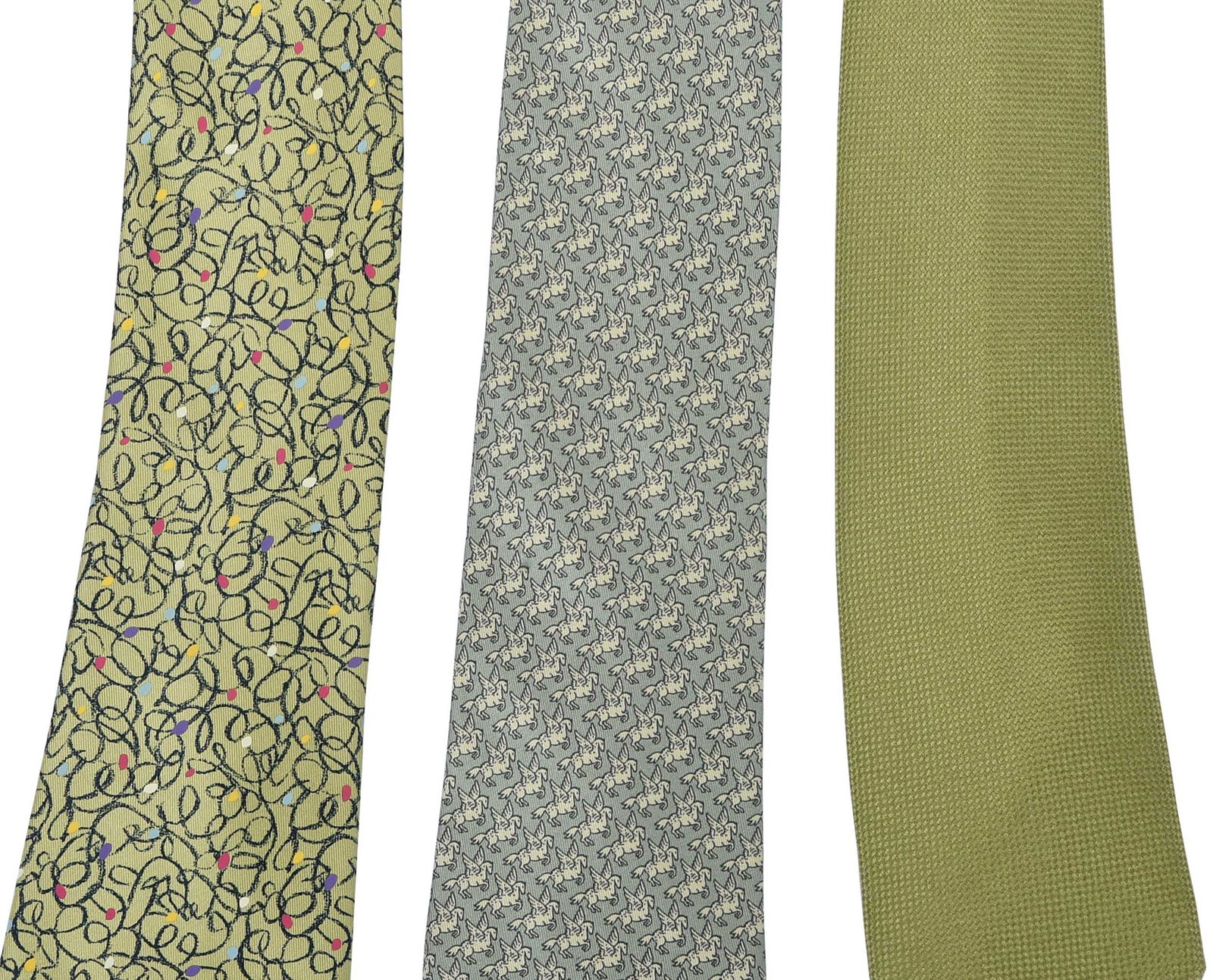 Three Hermes Silk Ties, Lime Green (1 of 3)