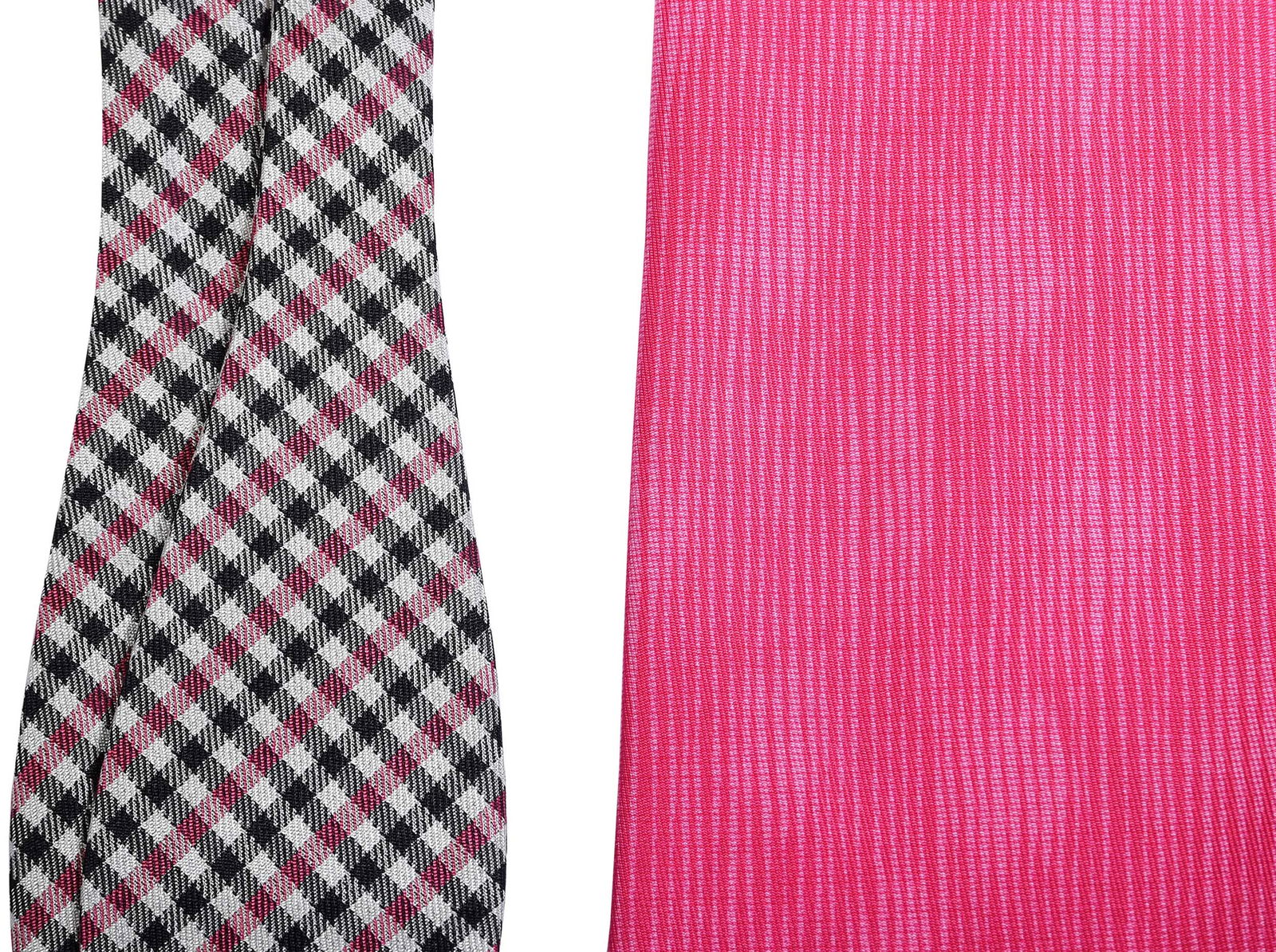 Hermes Silk Tie and Bowtie, Pink and Plaid: France, each tagged "100% silk/dry clean only", tie 59-1/2 x 3-3/4 in.; bowtie 34 x 2-1/4 in. Provenance: Private Collection