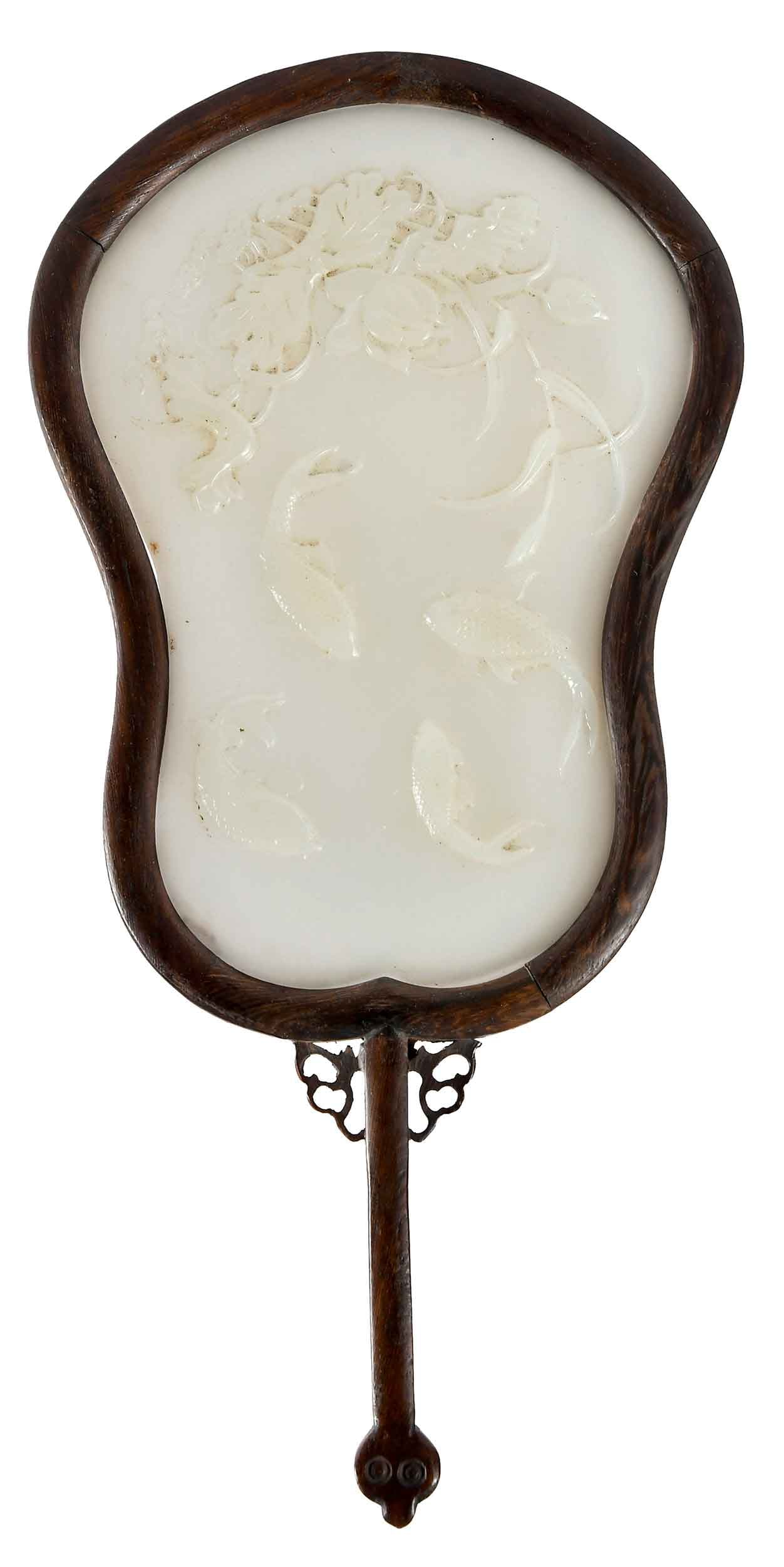 Chinese Carved White Jade Fan (1 of 6)