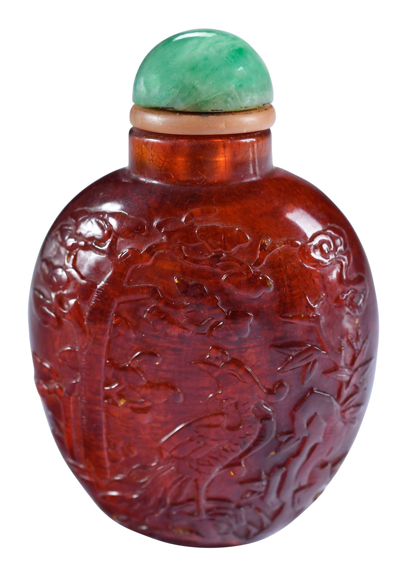 Chinese Carved Cherry Amber Snuff Bottle (1 of 6)