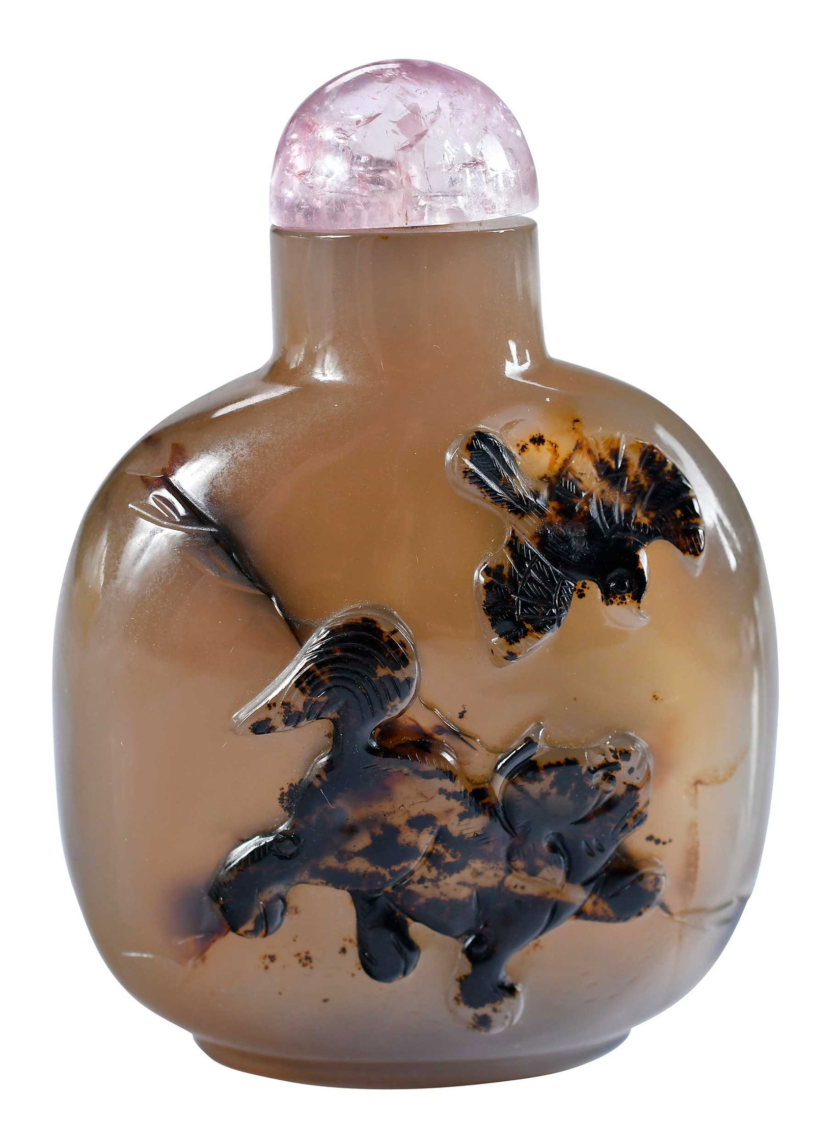Chinese Carved Shadow Agate Snuff Bottle (1 of 5)