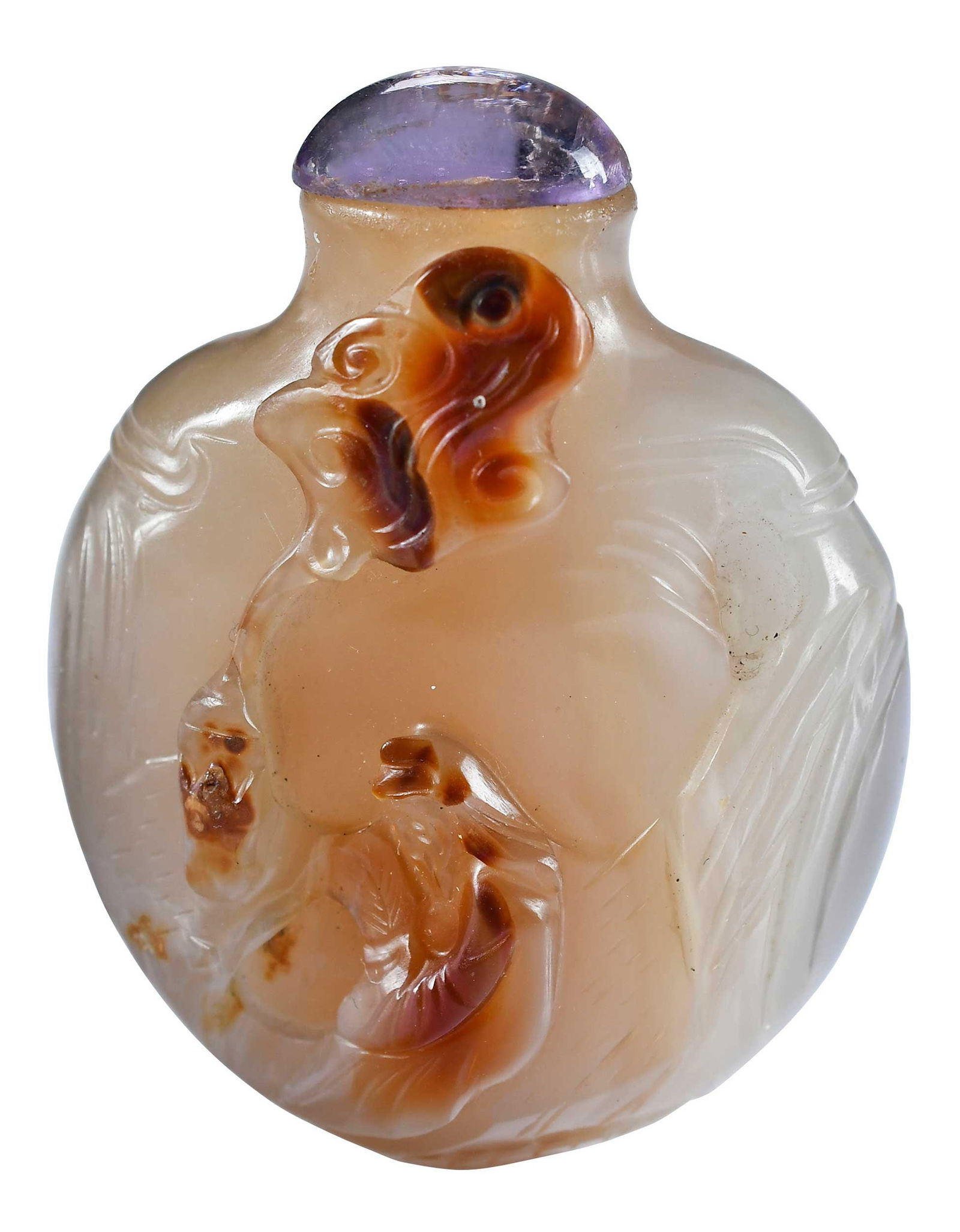 Chinese Carved Agate Snuff Bottle (1 of 6)