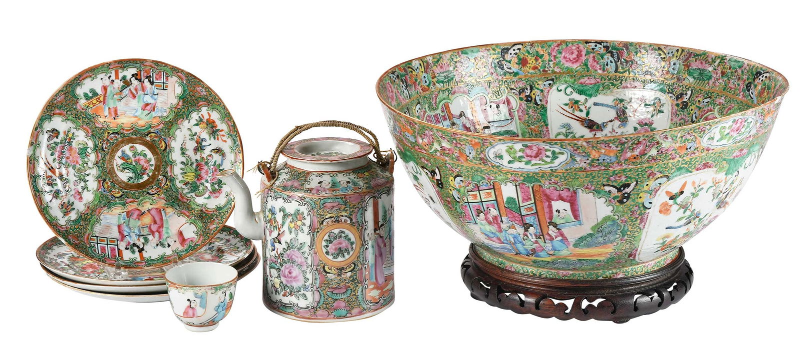 Seven Chinese Export Canton Famille Rose Porcelain Table Objects, Anson Burlingame Provenance (1 of 9)