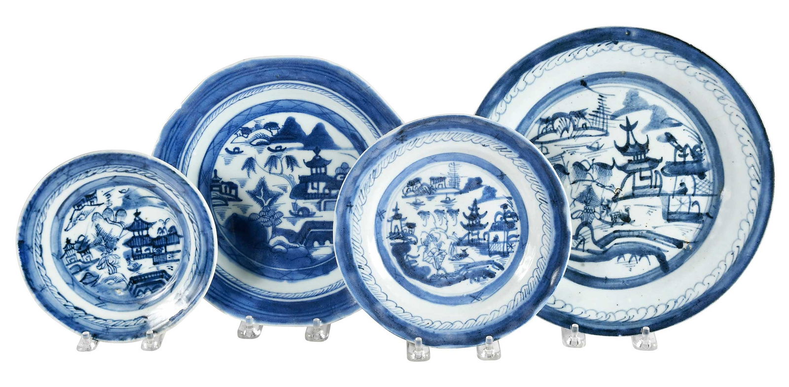 24 Chinese Export Blue and White Porcelain Canton Plates, Anson Burlingame Provenance (1 of 3)