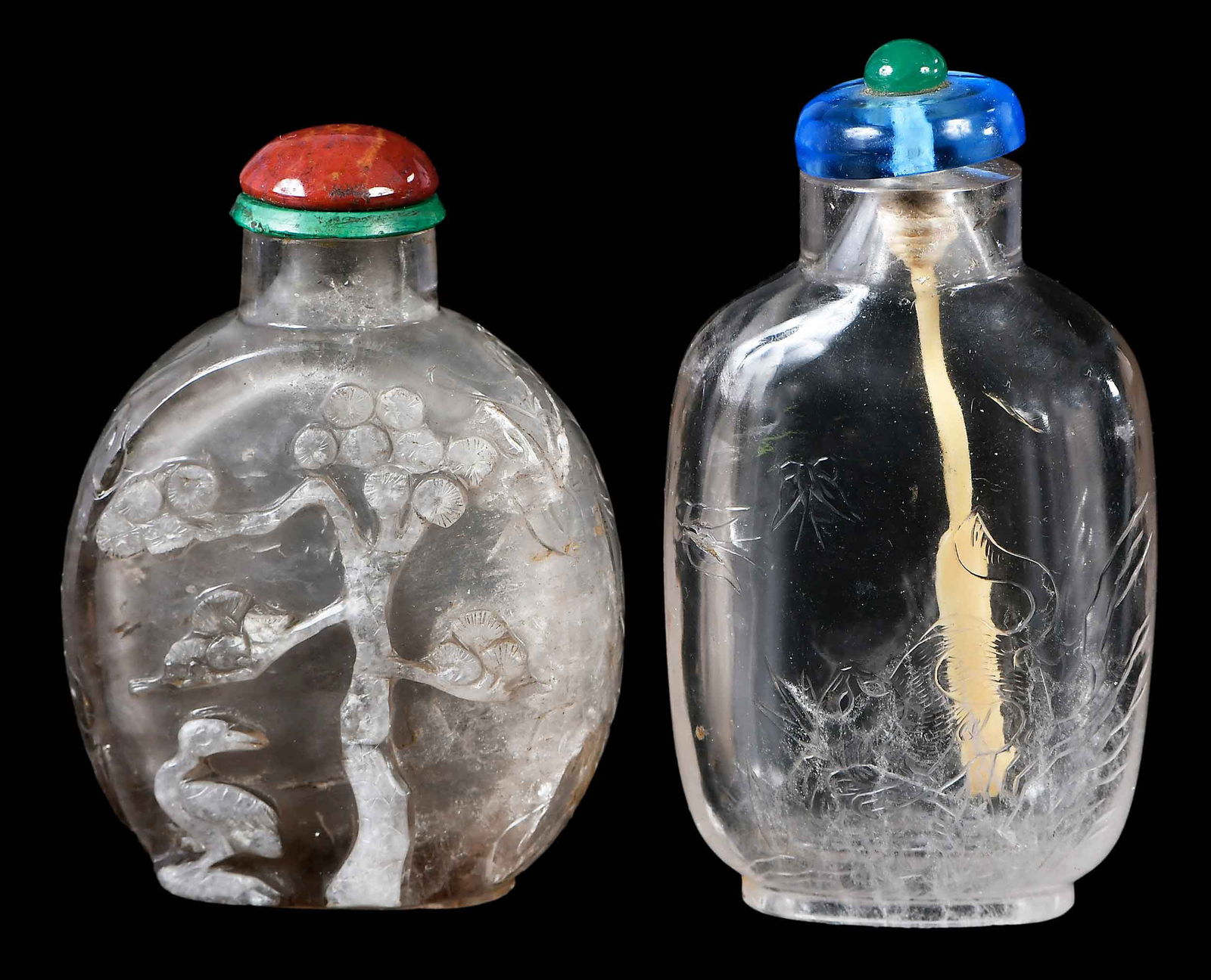Two Chinese Carved Rock Crystal Snuff Bottles (1 of 5)